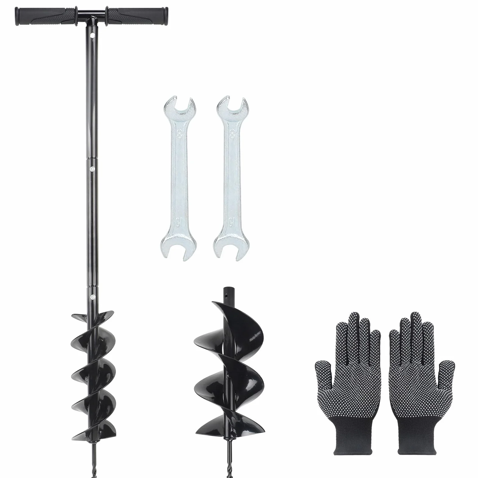 DBREAKS Wiertło spiralne do ogrodu, Ø 100 mm x 96 cm, wiertło ręczne + Ø 150 mm x 40 cm ręczna końcówka do gleby, ręczna wiertarka z uchwytem, wiertło ogrodowe