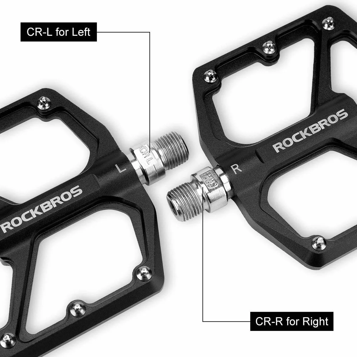 ROCKBROS Pedały Rowerowe Aluminium Platforma 9/16 Cala Antypoślizgowe