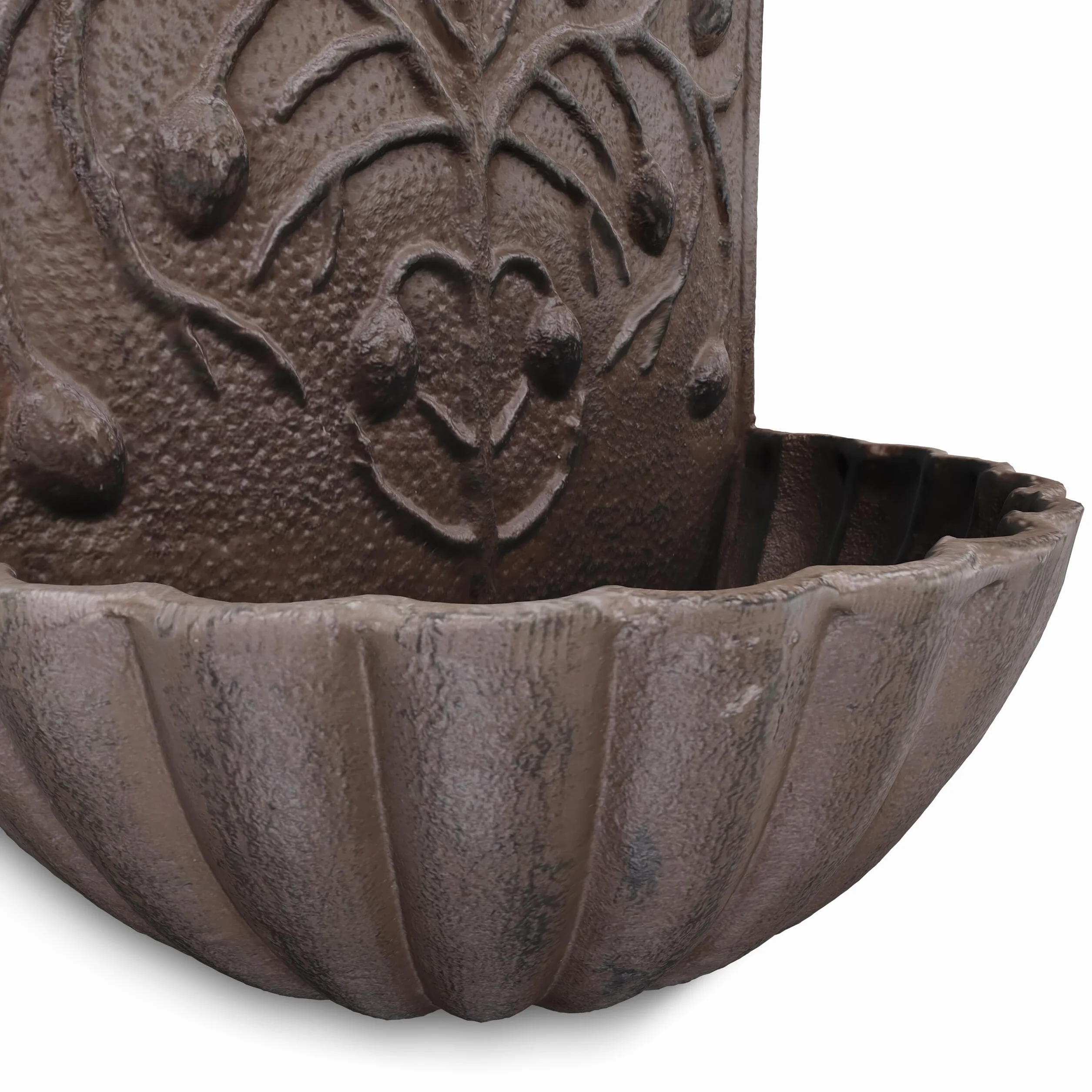Relaxdays Fontanna naścienna z kranem, umywalka ogrodowa, żeliwo, wys. x szer. x gł.: 40 x 24 x 15 cm, antyczny design, brązowa
