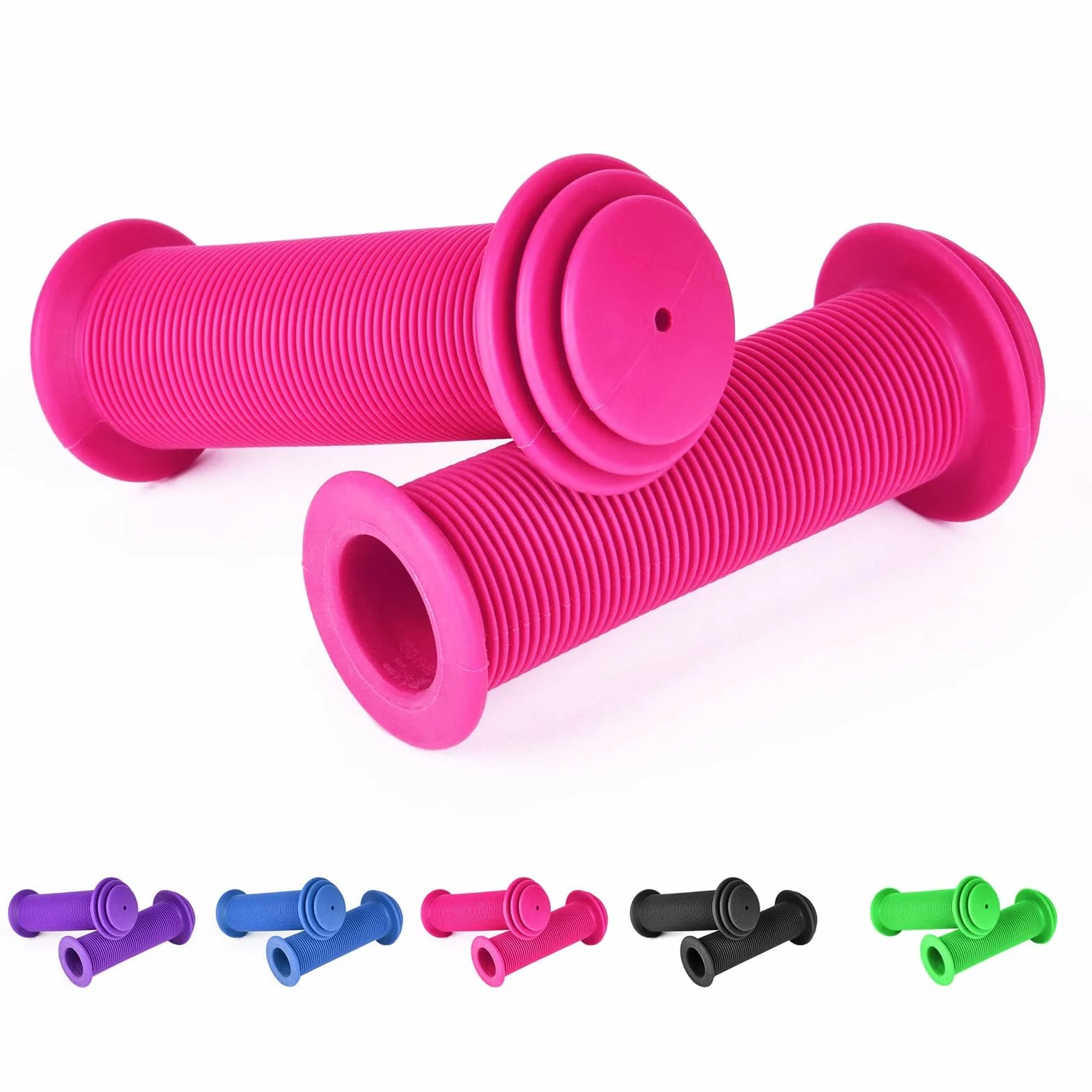 URAQT Uchwyty rowerowe dla dzieci, 22mm antypoślizgowe gumowe uchwyty dla dziecka, uchwyty kierownicy rowerowej z ochroną bezpieczeństwa, do rowerów dziecięcych, trójkołowych, skuterów (różowy)