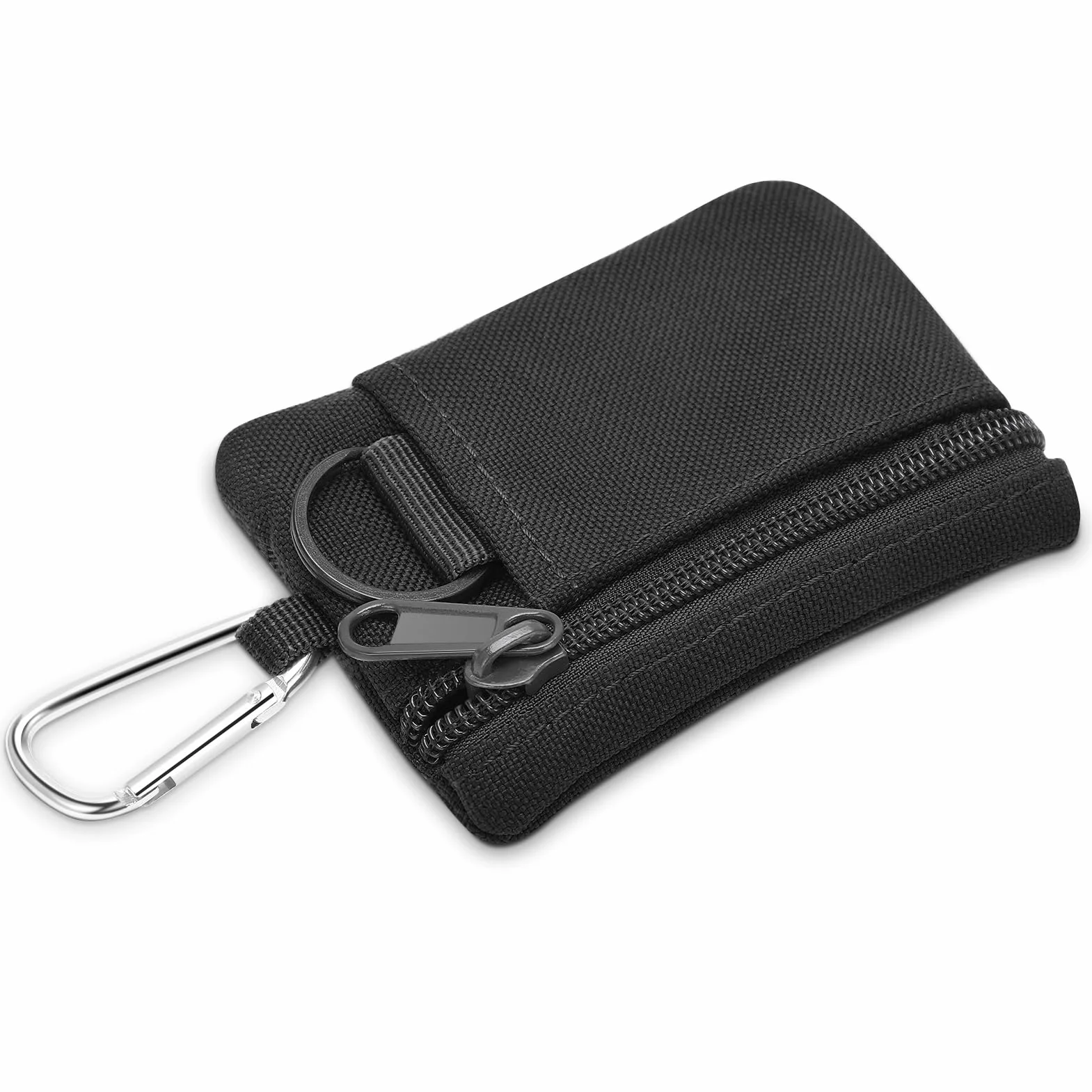 Mini Molle Pouch Bag, Outdoor Coin Purse With Carbiner, Camping Zipper Portable Bag For Outdoor(Czarny)