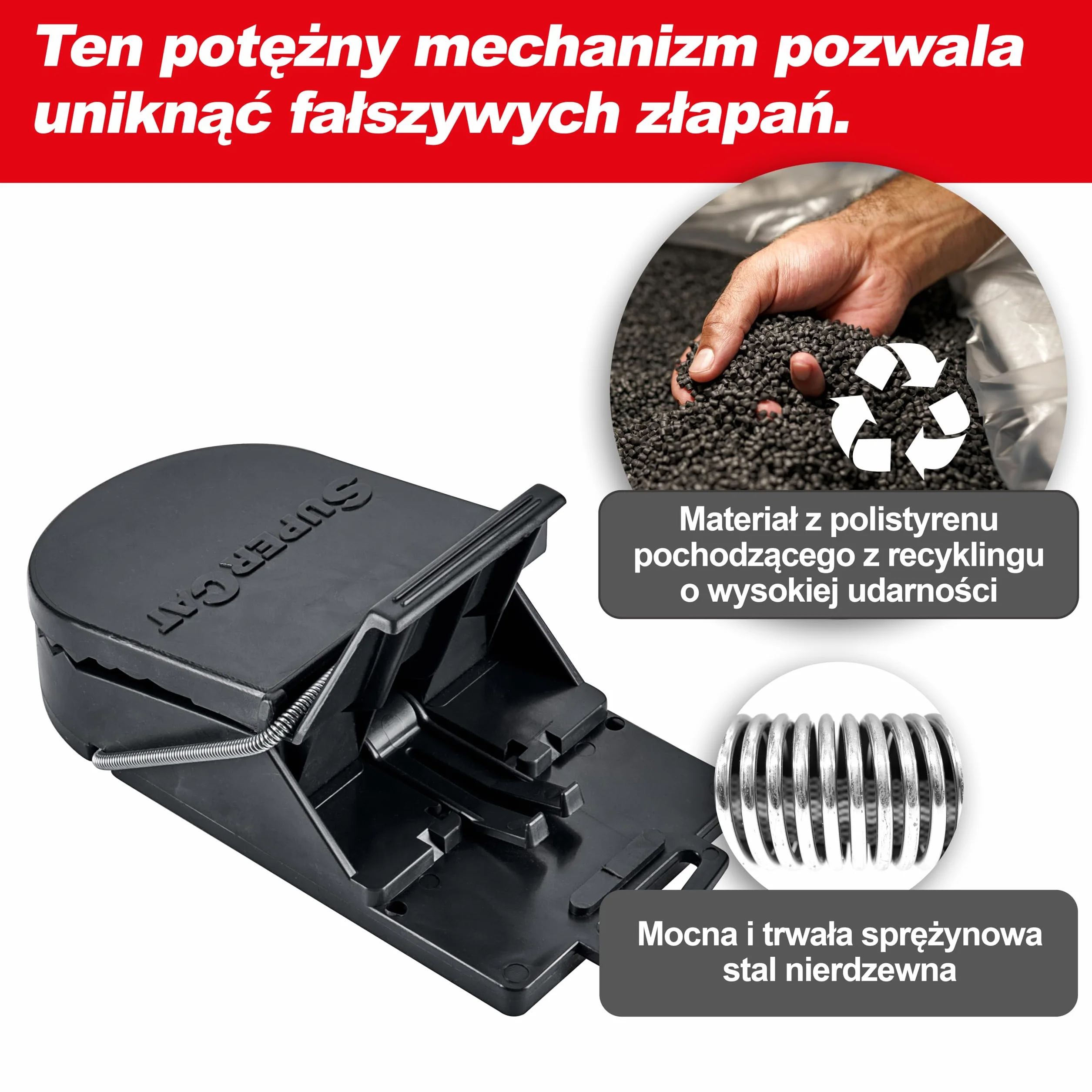 SWISSINNO Pułapka na szczury SuperCat – 1 pułapka + 2 strzykawki z przynętą – Patentowany system – Gotowa do użycia – W zestawie wymienne przynęty orzechowe - Skuteczne łapania gryzoni