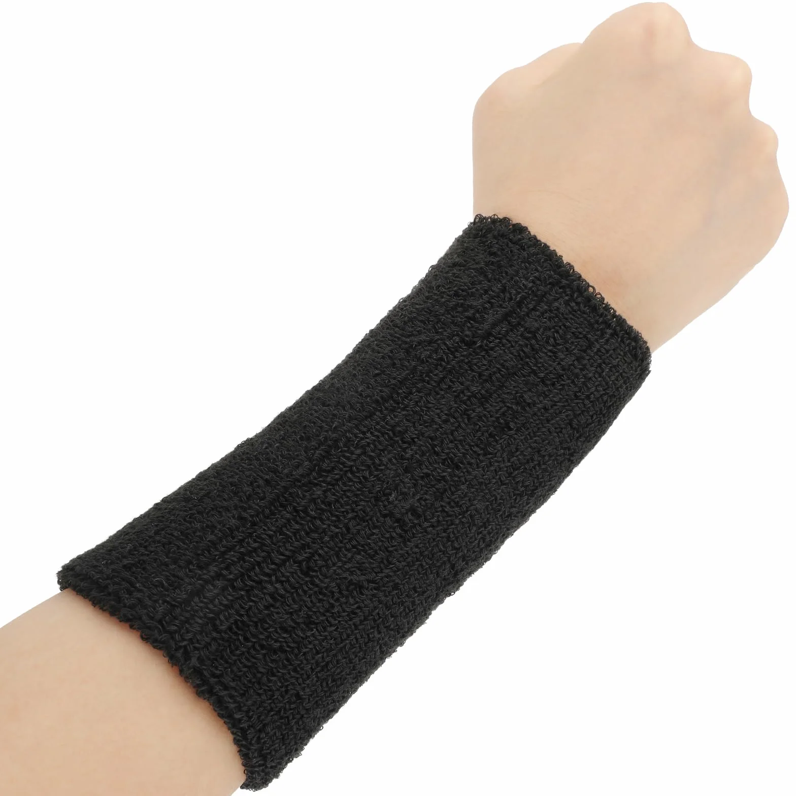 COMNICO Elastyczne sportowe opaski na nadgarstek, 2 szt., 15 cm, chłonne, frotte, długie bawełniane sportowe opaski na nadgarstek do treningu, piłki nożnej, koszykówki, tenisa, na siłownię, cosplay, 2