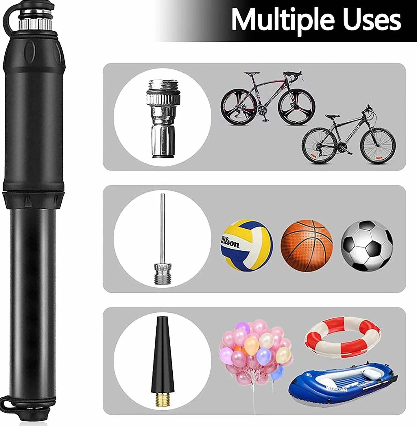 Mini pompka rowerowa 140 PSI przenośna zestaw z igłą montowana na ramie zawór Schrader Presta