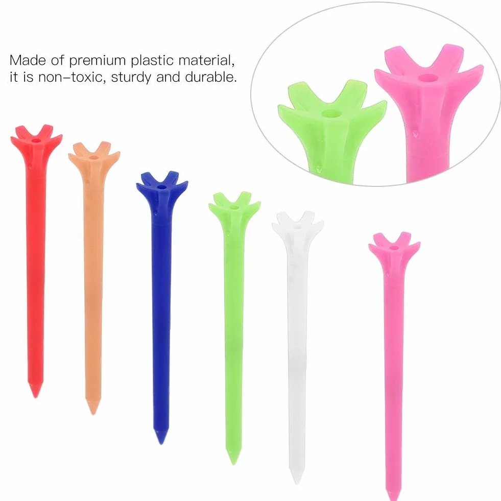 Keenso Kolory koszulki golfowe, 50 szt. 70 mm plastikowe koszulki golfowe trwałe koszulki golfowe z pięcioma pazurami Prong do treningu sportowego