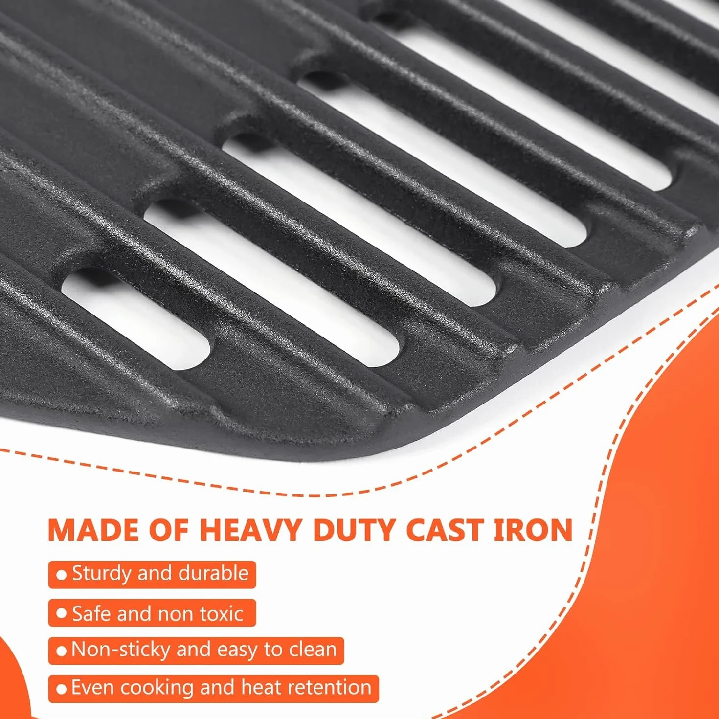GFTIME 27,3 x 38,8 cm 7645 żeliwne ruszt do gotowania Weber Q200, Q220, Q2000, Q2400 Series grill gazowy, części do grilla, zamienniki do Weber 7645.