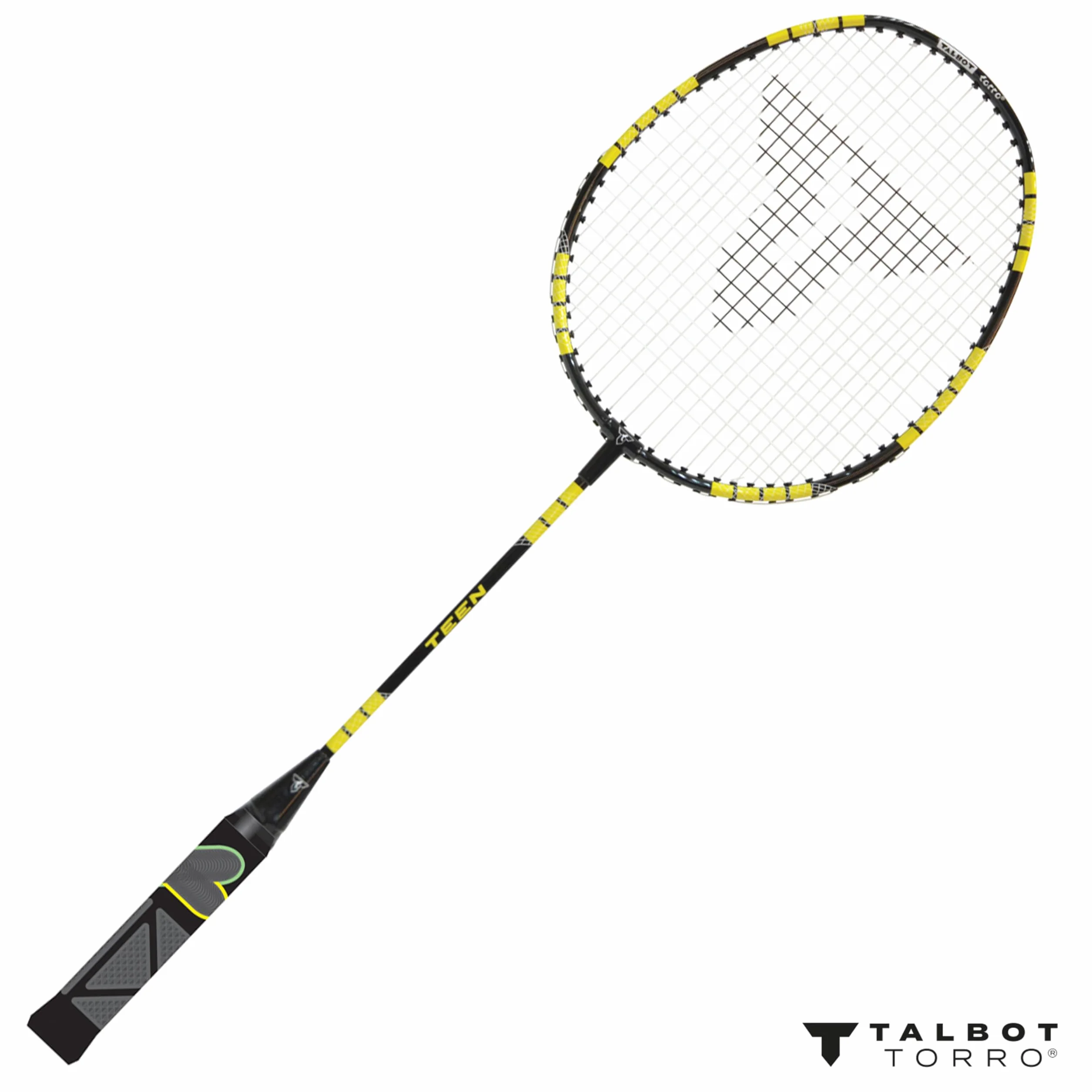 Talbot Torro Rakieta do badmintona ELI Teen 63 cm Uchwyt do nauki Głowa Iso Czarno-żółto-zielona