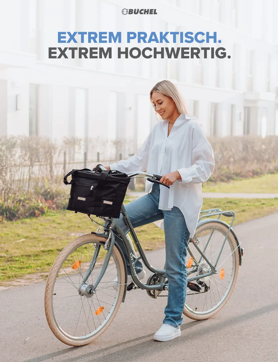 BÜCHEL Koszyk rowerowy z przodu składany z uchwytem ekspresowym