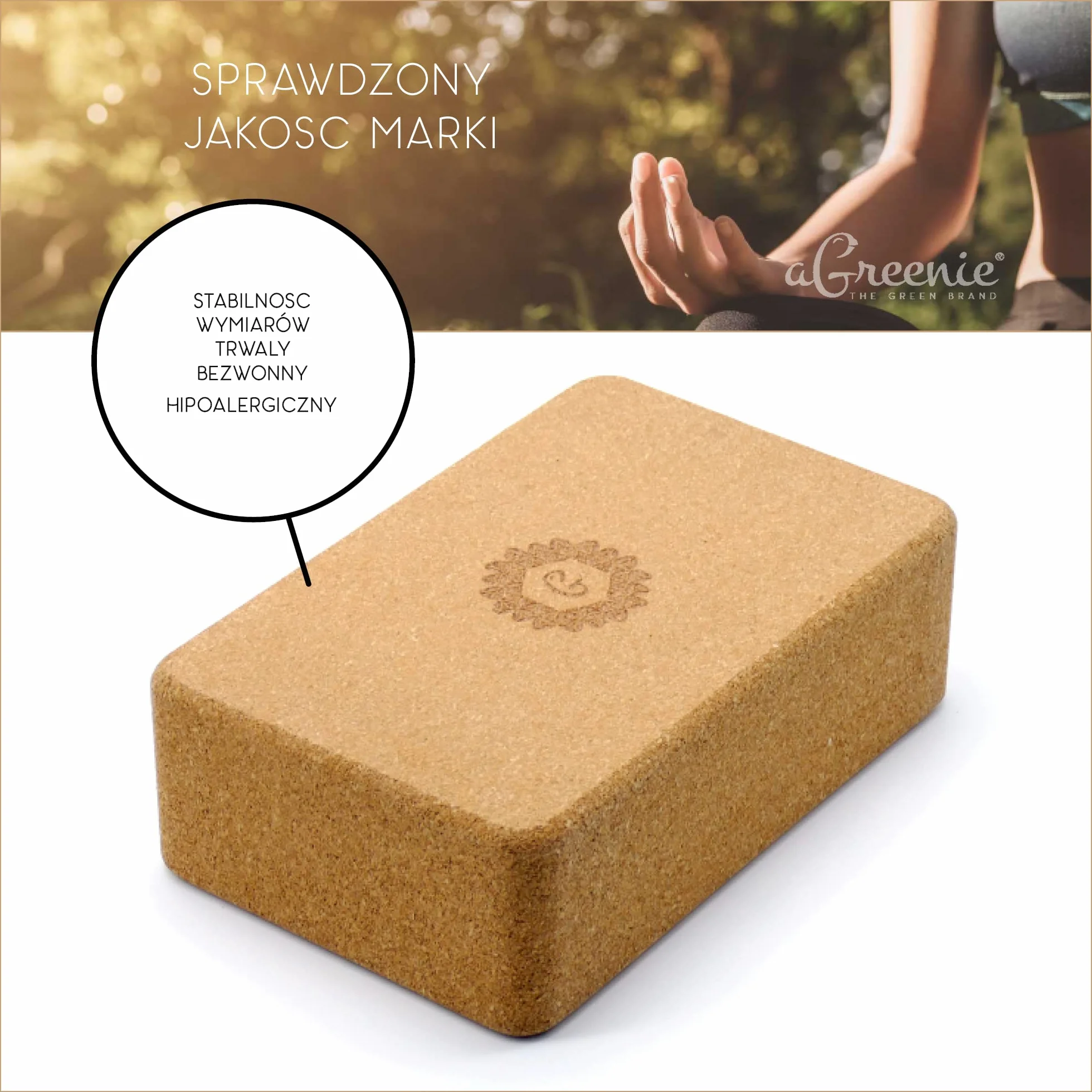 Blok do jogi z korka w 100% naturalny / klocek do jogi w zestawie plecak i instrukcja ćwiczeń, blok do jogi, rozmiar korka