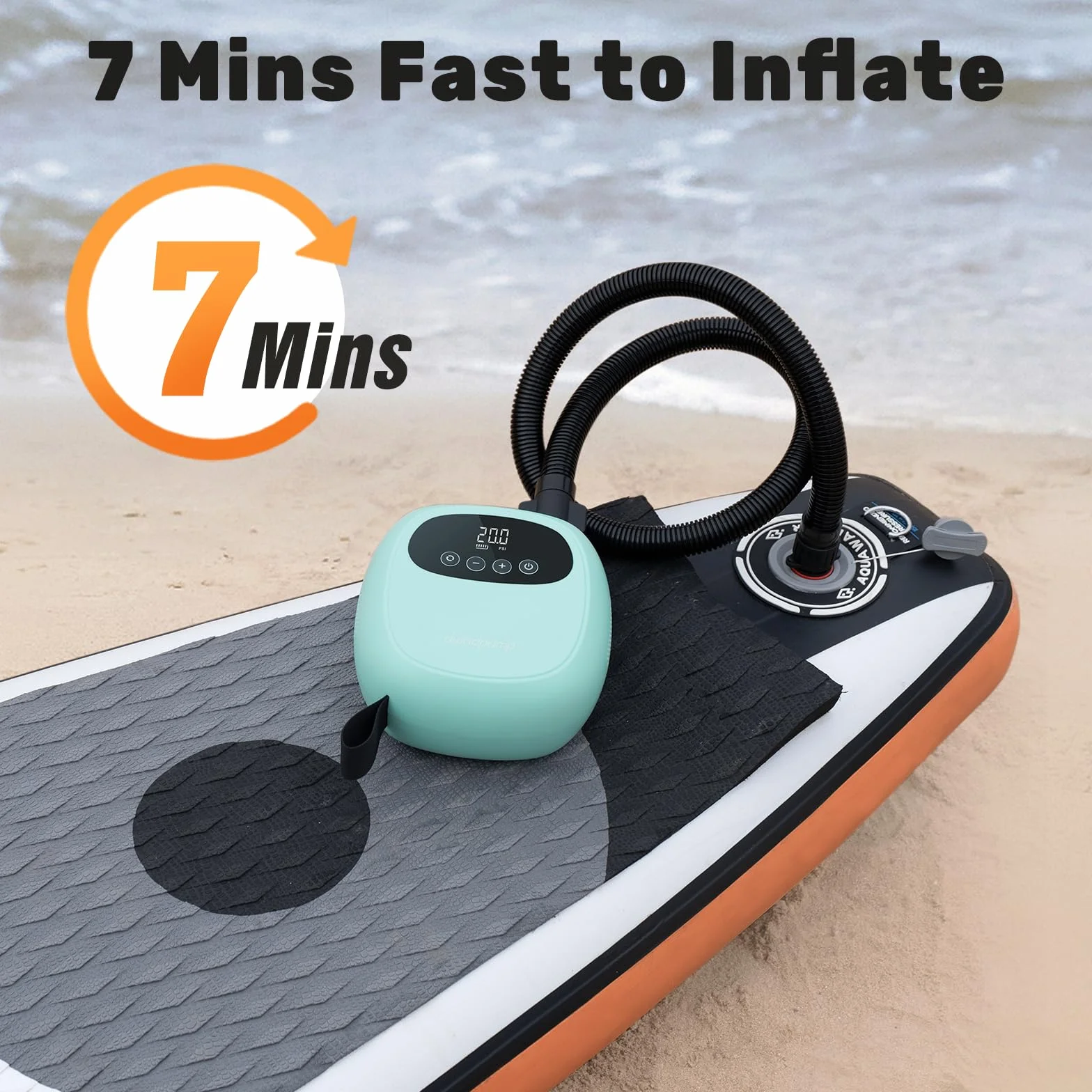 dwndpump Pompka SUP, Pompe électrique pour paddle board, rechargeable 20 PSI pour SUP, gonflage et dégonflage à deux niveaux, pompe électrique pour kayaks, ailes à vent, SUP