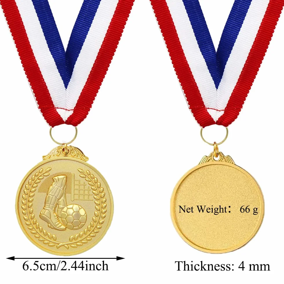 Medale olimpijskie złote 6 sztuk metalowe piłkarskie