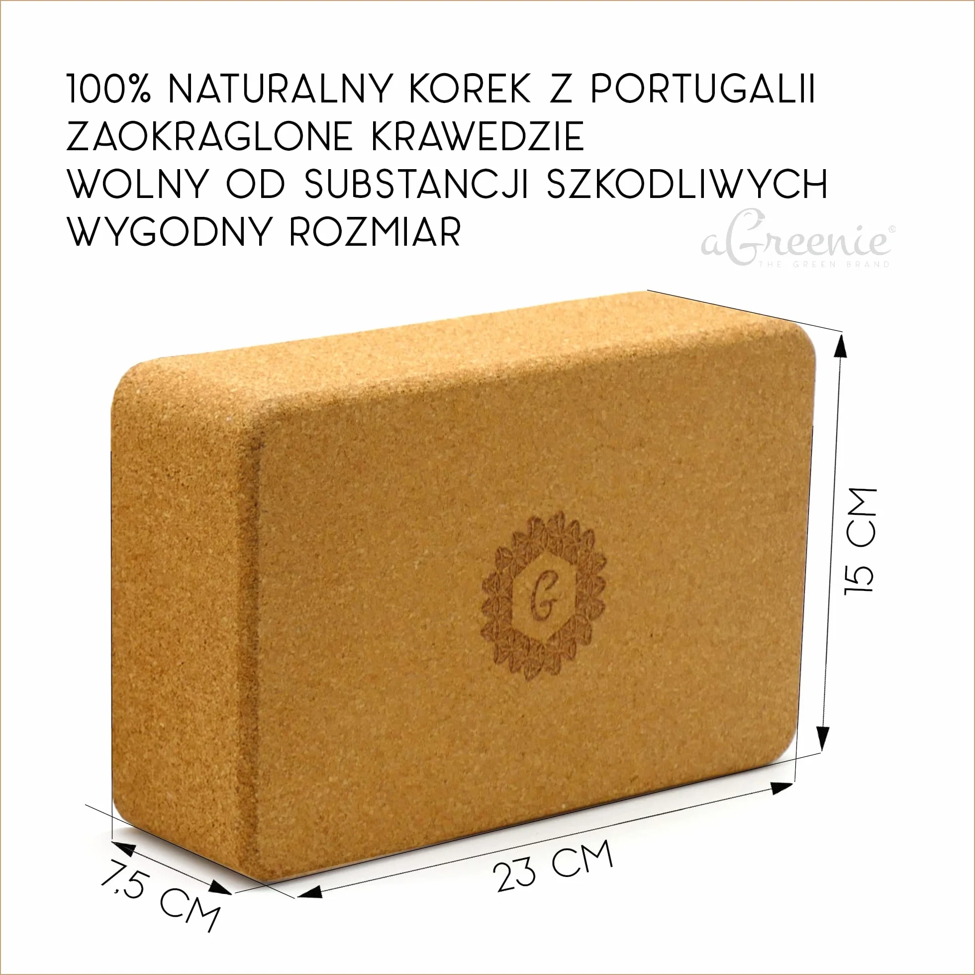 Blok do jogi z korka w 100% naturalny / klocek do jogi w zestawie plecak i instrukcja ćwiczeń, blok do jogi, rozmiar korka
