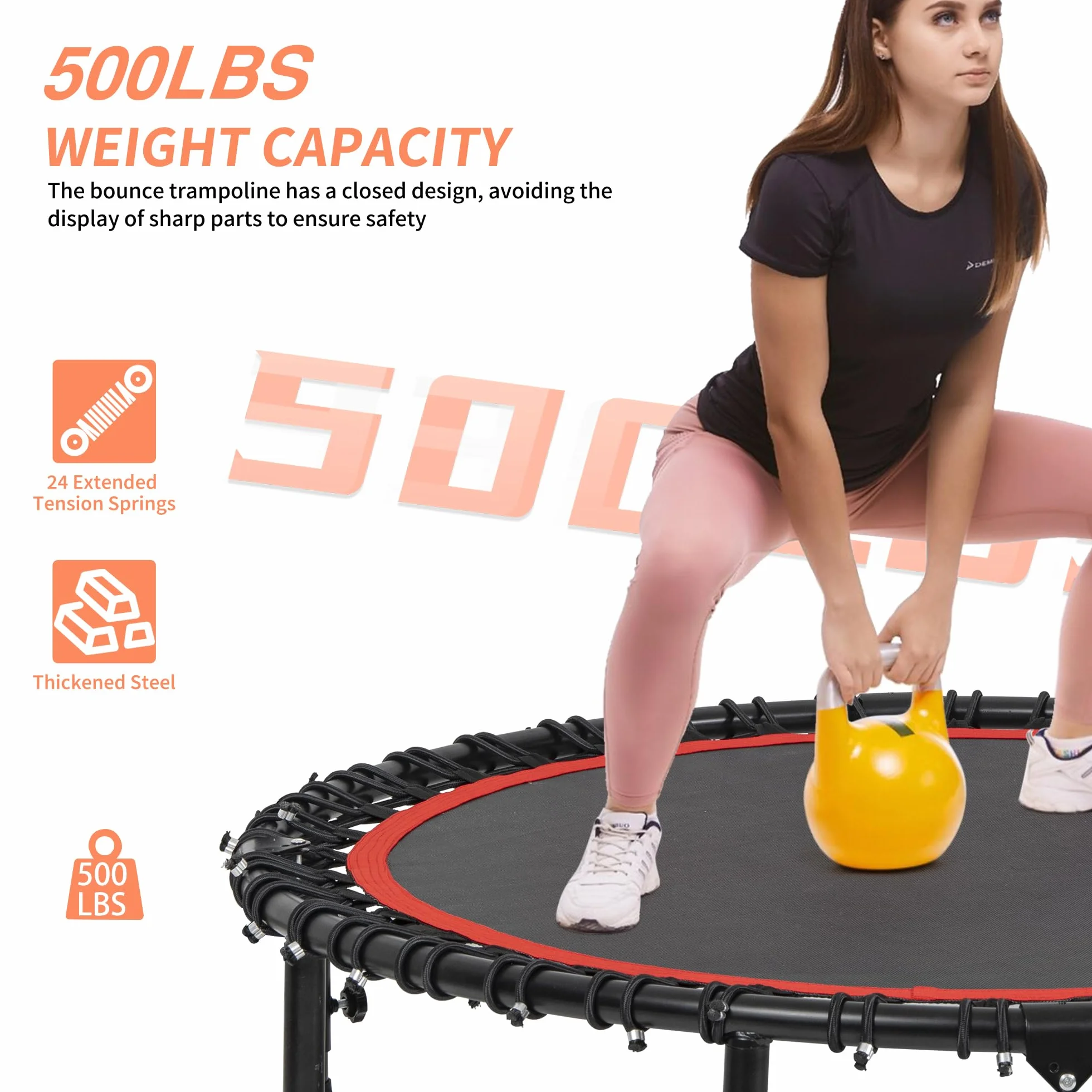 Trampolina fitness 48 cali dla dorosłych czerwona