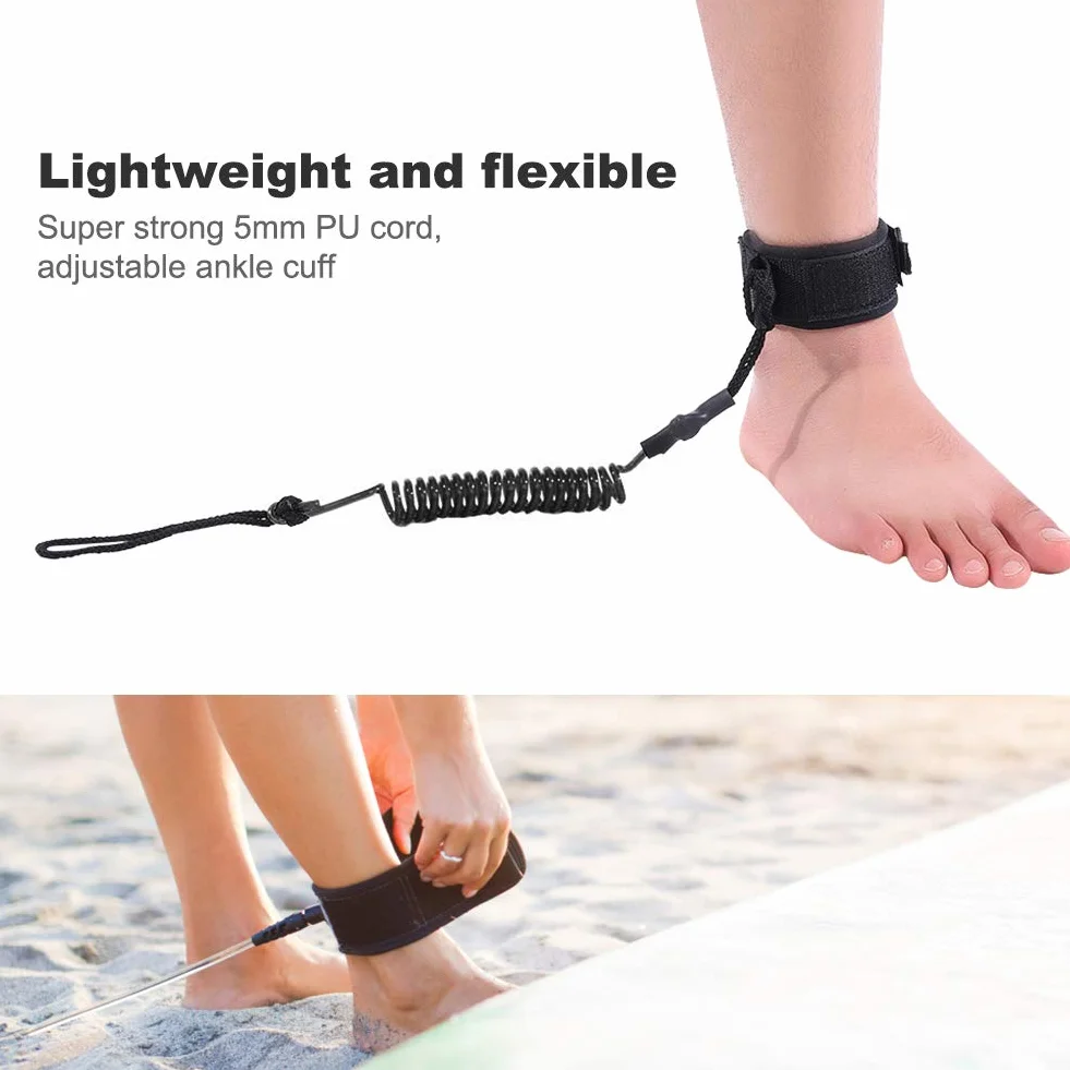 Smycz do Nóg Snowboardowych Smycz Surfingowa Stand Up Paddle Board 5Mm Zwinięta Sprężyna Noga Lina do Surfowania Smycz Surfingowa do Deski Surfingowej (żółta)