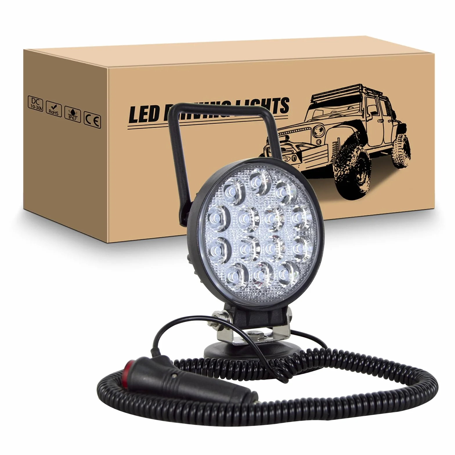 RIGIDON Reflektor roboczy LED 42W 12V 6000K magnetyczna podstawa 10cm 4"
