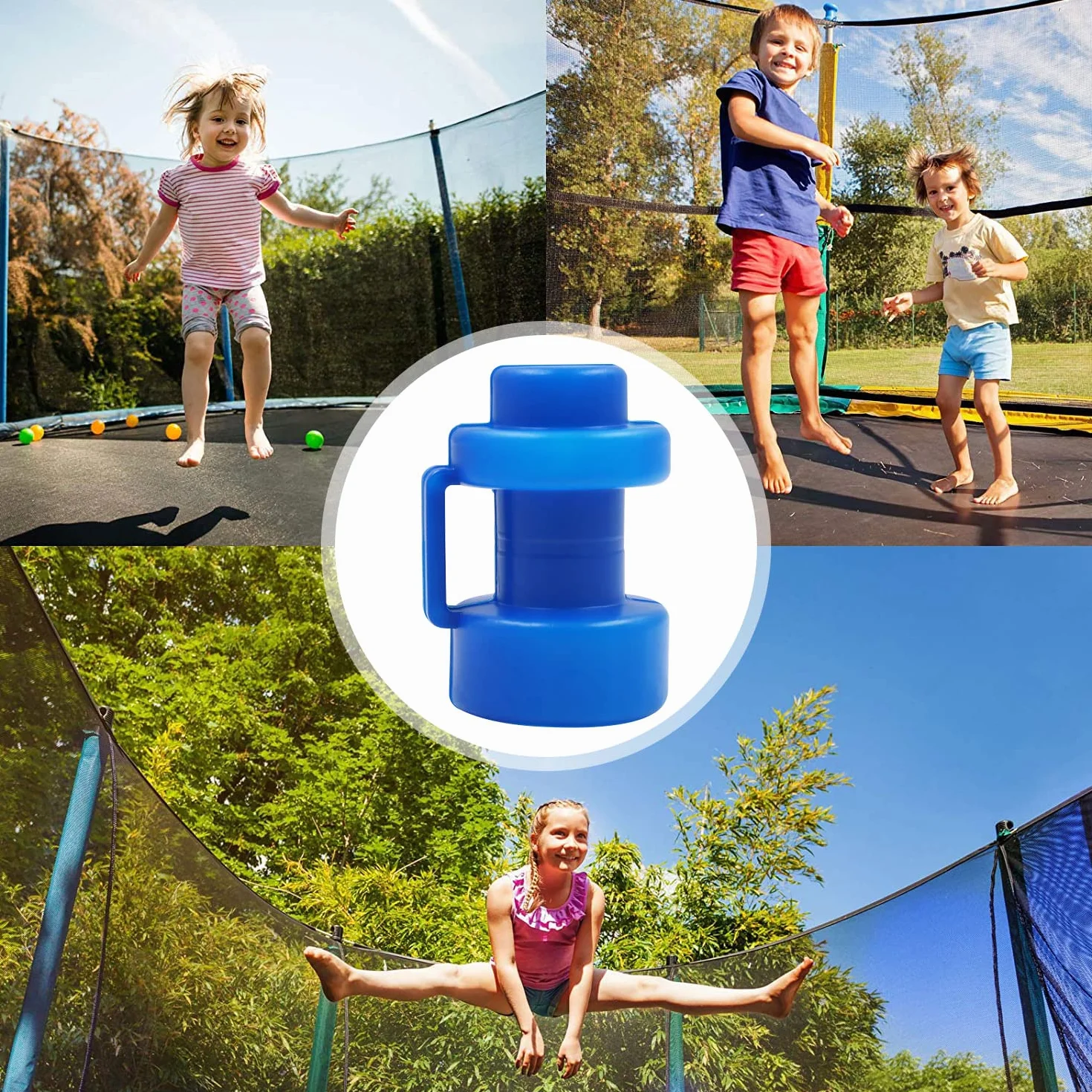 Aohcae Zaślepki do trampoliny, 8 sztuk, części zamiennych, Ø 25 mm, nakładki na słupki (niebieskie)