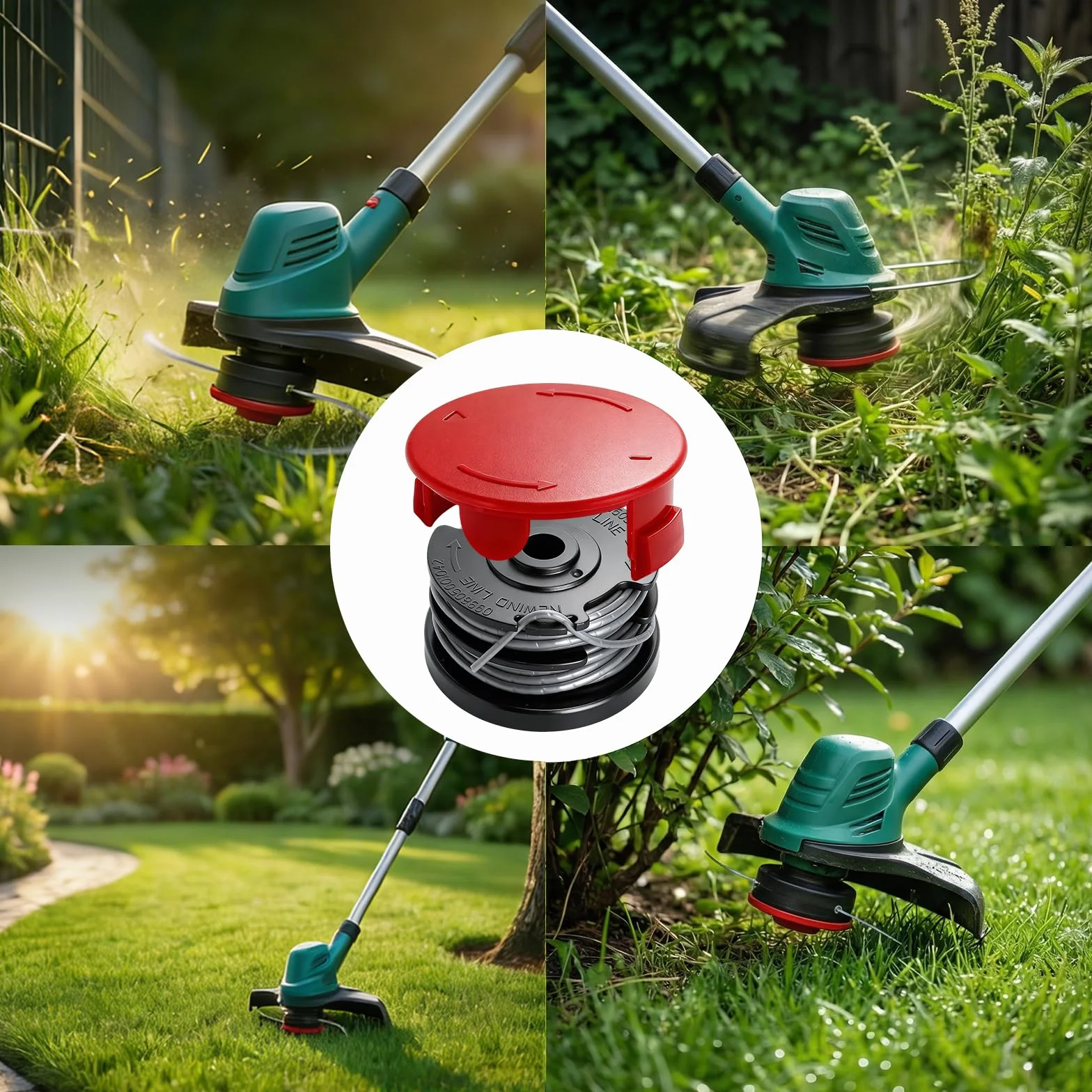 Szpula żyłki do Bosch F016800351, 6 szpulek z 2 nasadkami do podkaszarki, kompatybilna z Bosch ART 24 ART 24 + ART 27 ART 27+ ART 30 ART 30+, Ø 1,6 mm, żyłka nylonowa 6 m