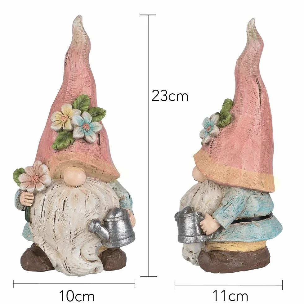 Ideen mit Herz Dekoracyjne figurki skrzat, para z konewką i domkiem dla ptaków, krasnal ogrodowy, wiosenna dekoracja do domu i rabatki kwiatowej, wysokość 23 cm, szerokość 10 cm, 2 sztuki