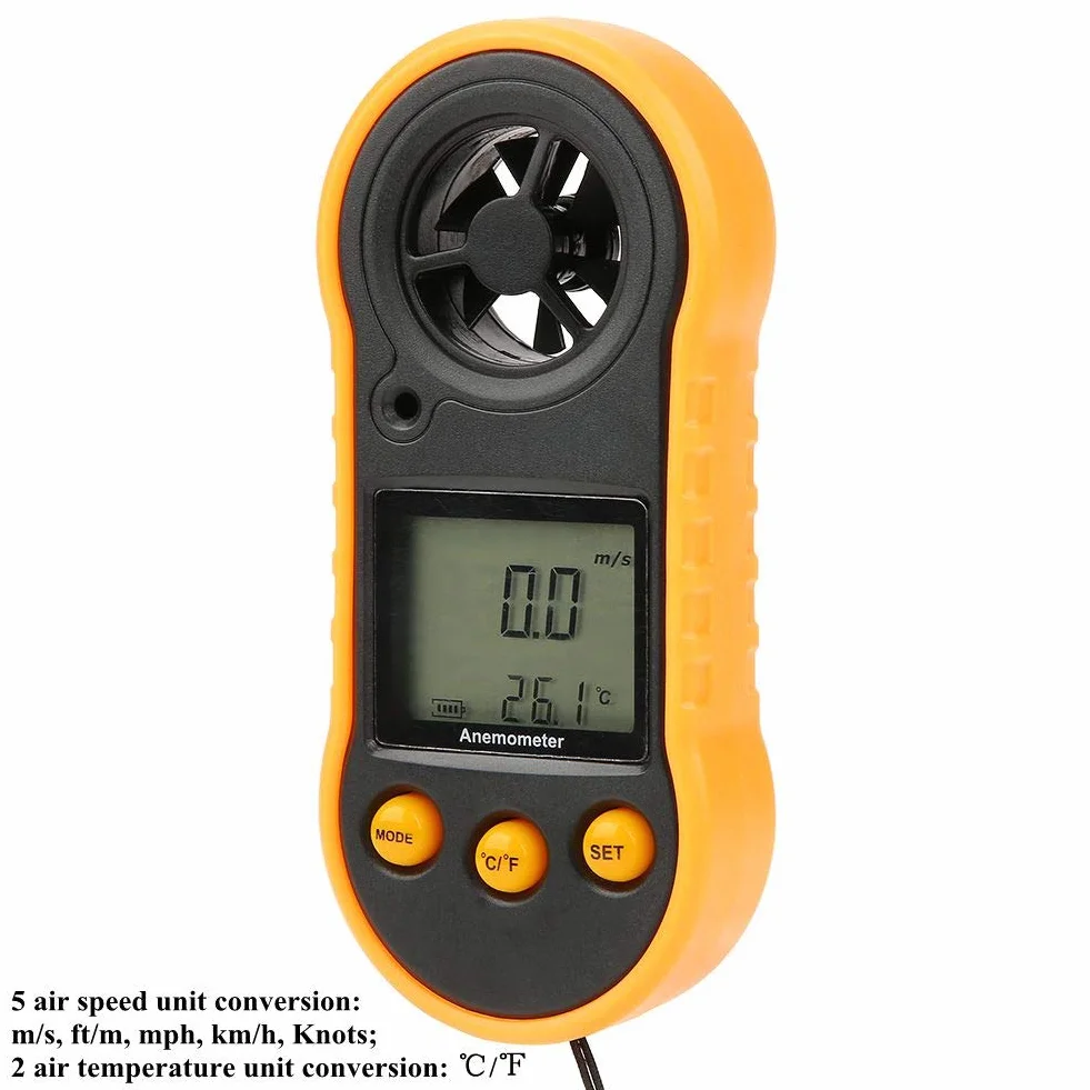 Cyfrowy anemometr, ręczny prędkościomierz GM818 LCD do pomiaru prędkości powietrza w domu, biurze, samochodzie, klimatyzacji, wentylatorze wyciągowym, żaglówce, nawigacji