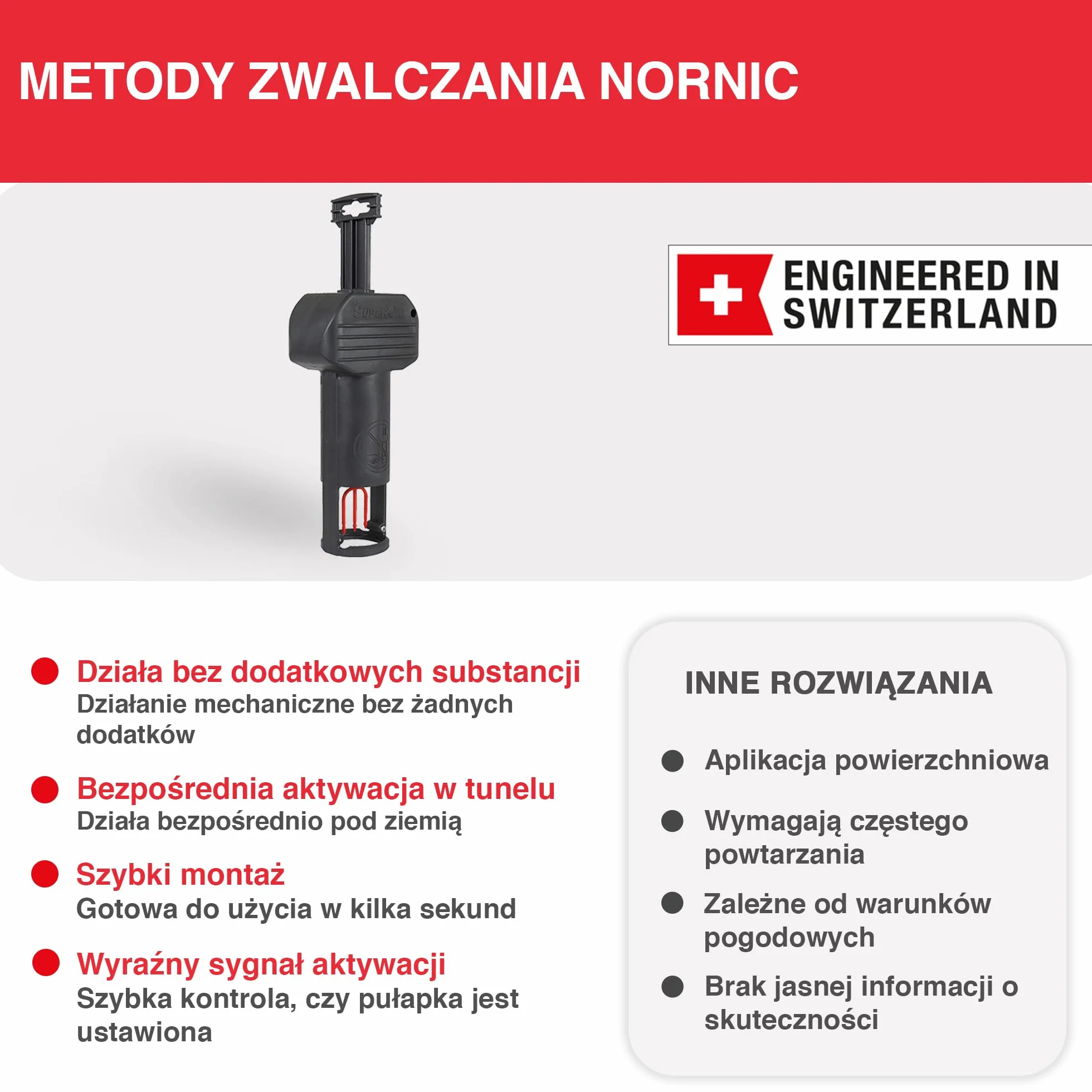SWISSINNO Pułapka na Nornice PRO SuperCat – Tunelowa Pułapka Zatrzaskowa na Nornice, Czuły Mechanizm Spustowy, Łatwa Instalacja, Wielokrotnego Użytku, do Ogrodu i Trawnika – 1 Sztuka