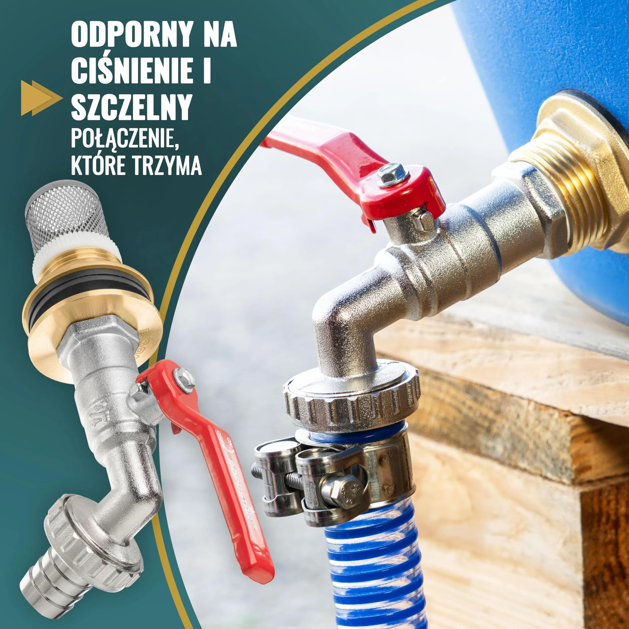 Poppstar Kran do beczki na deszczówkę (3/4 cala przepustnica beczki na deszczówkę z kranem kulowym z mosiądzu, końcówka, szybkozłącze, kosz ssący ze stali nierdzewnej)