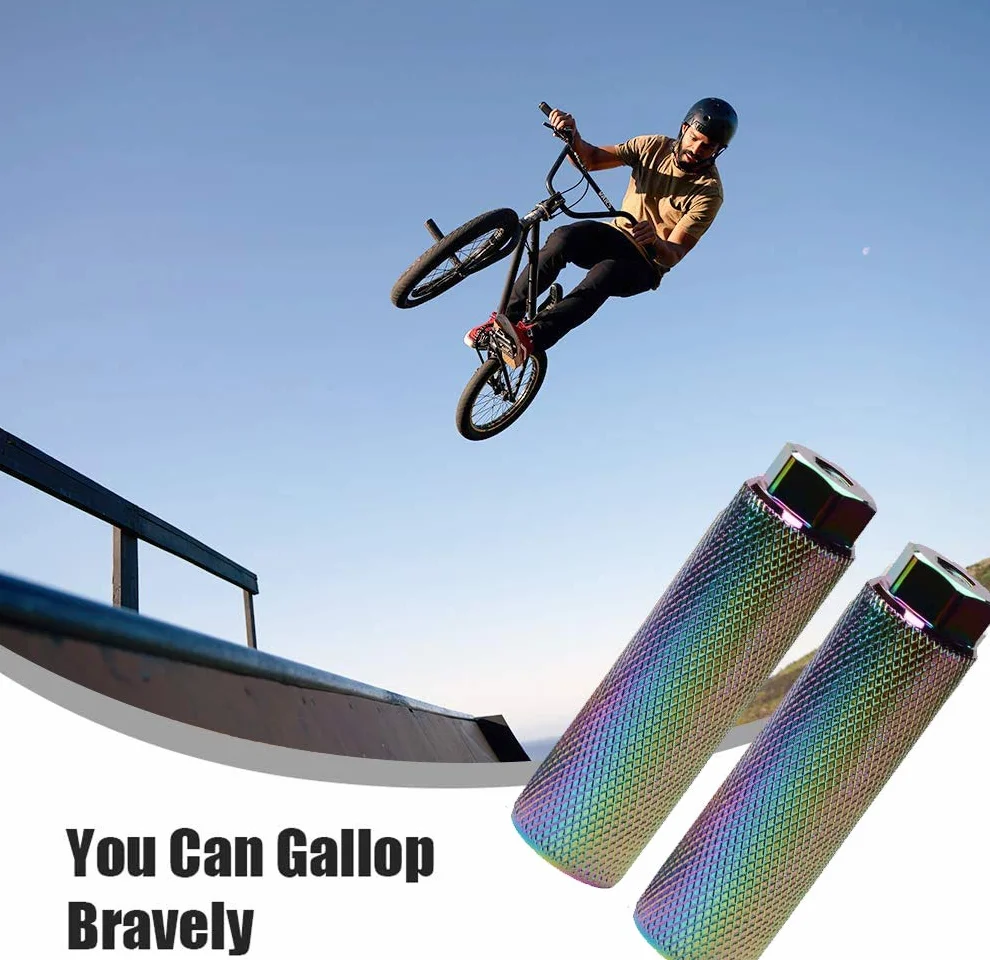 ZONSUSE 2 szt. Uniwersalne pegi rowerowe, antypoślizgowe pegi rowerowe do rowerów górskich, aluminiowe pegi rowerowe dla dzieci i dorosłych, BMX-Peg/Pediał z aluminium, antypoślizgowe (wielokolorowe)