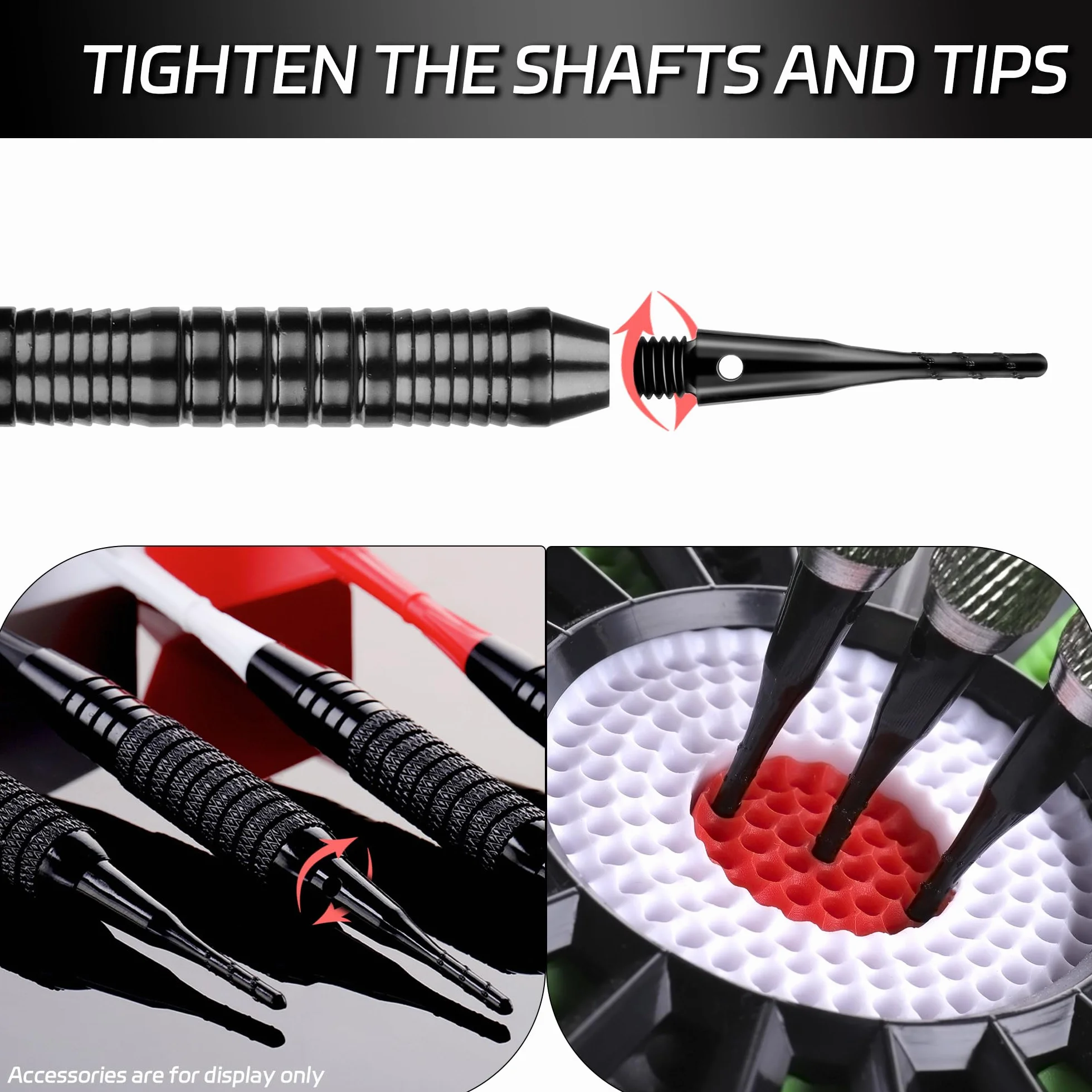 CyeeLife 2BA Thread Soft Tip Dart Point 200 sztuk, akcesoria do rzutek - czarne