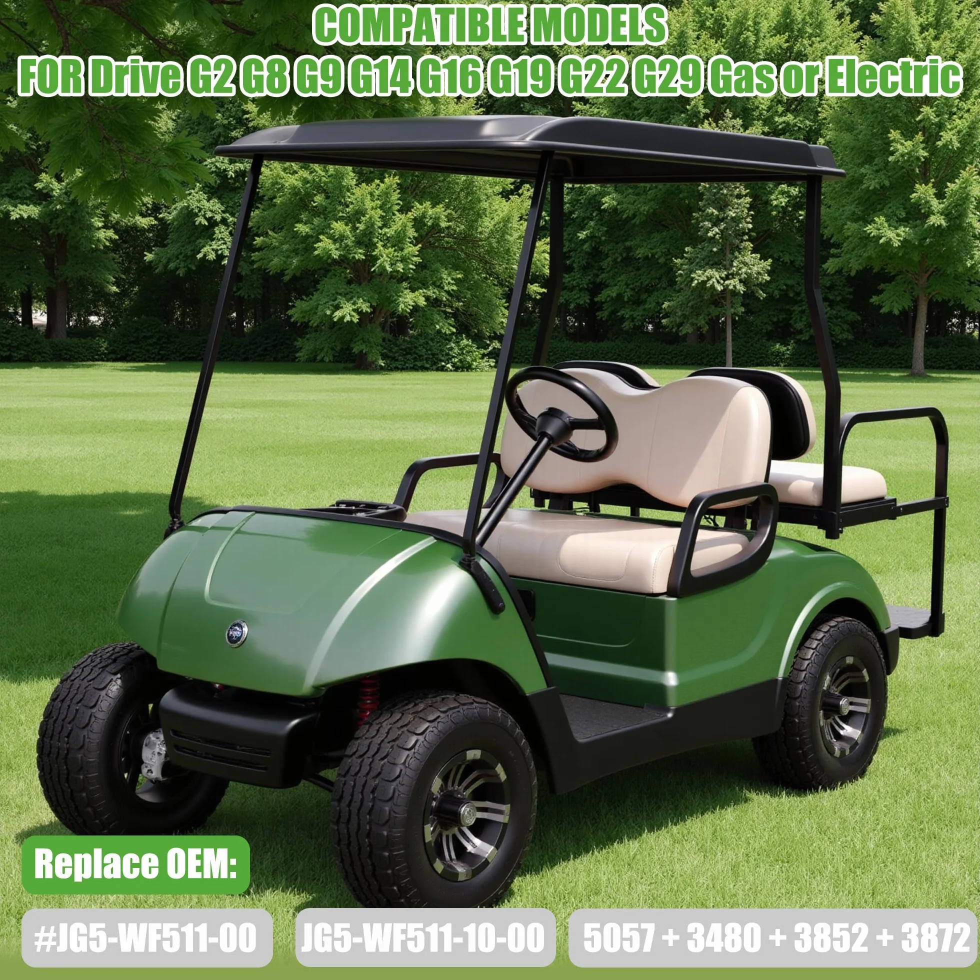 10L0L Piasta z aluminium przedniego koła pasuje do Yamaha G2/G8/G9/G14/G16/G19/G22/G29 gazowy lub elektryczny wózek golfowy JG5-WF511-10-00 (2 szt.)