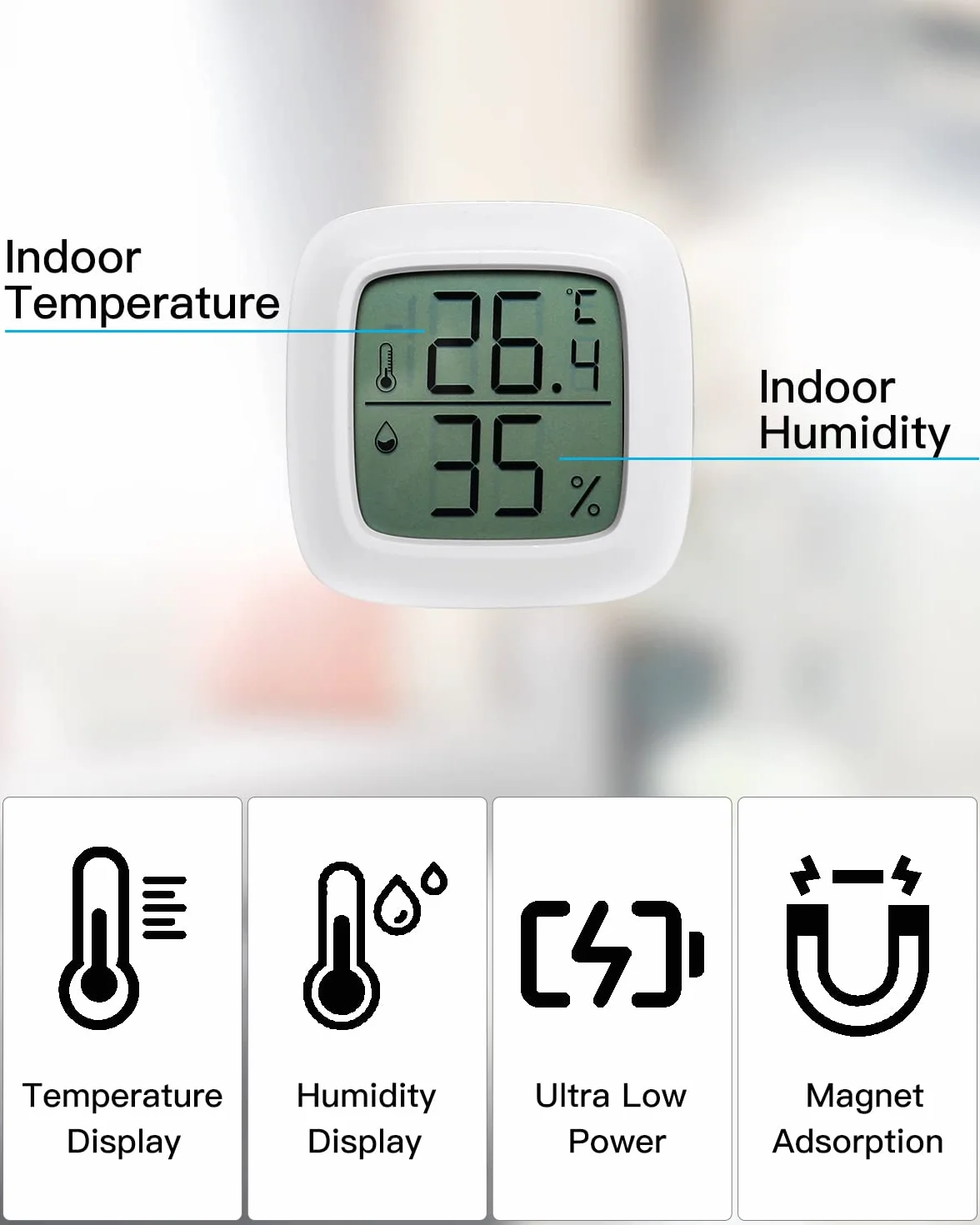 Jissta 5 sztuk termometr wewnętrzny, termometr miernika wilgotności, monitor wilgotności z czujnikiem miernika temperatury, mini cyfrowy miernik temperatury miernik wilgotności do domu szklarniowego