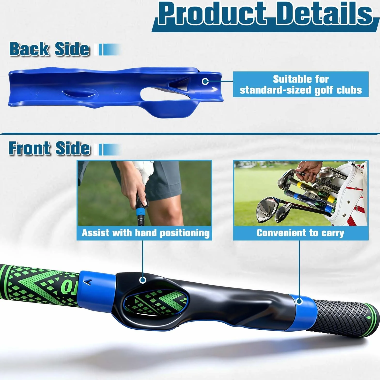 LEONTOOL 2-pak trener chwytu golfowego z opaską korygującą huśtawkę, przyrząd do treningu golfa. Pomoc do treningu nadgarstka golfowego pomagająca trenować prawidłową pozycję dłoni, idealny do