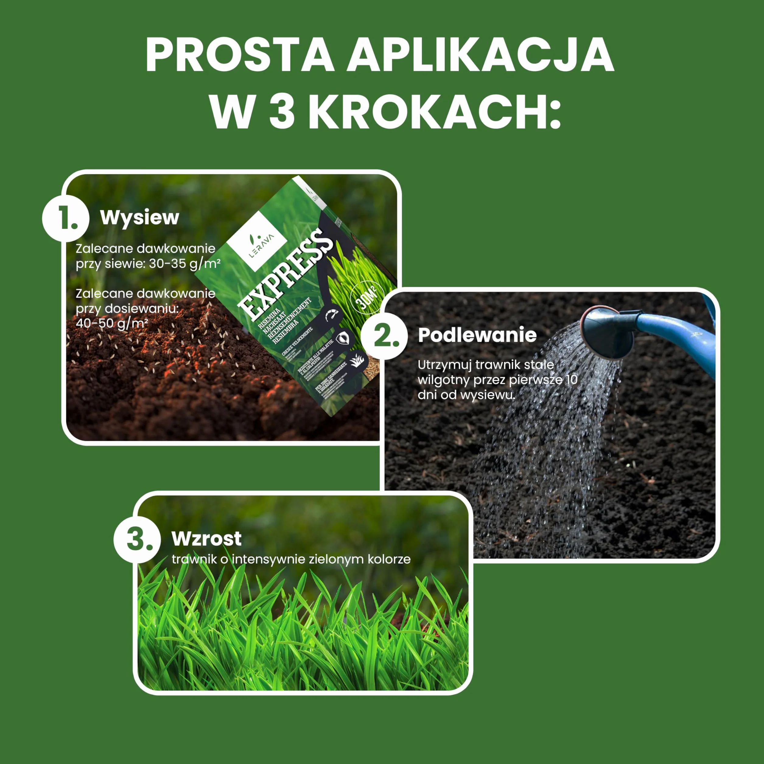 LERAVA® EXPRESS nasiona trawy (70m²) - szybki wzrost i odporność na deptanie - trawa regeneracyjna do ogrodów słonecznych i półcienistych - odporna na suszę - jakość Made in Italy - 1,8 kg