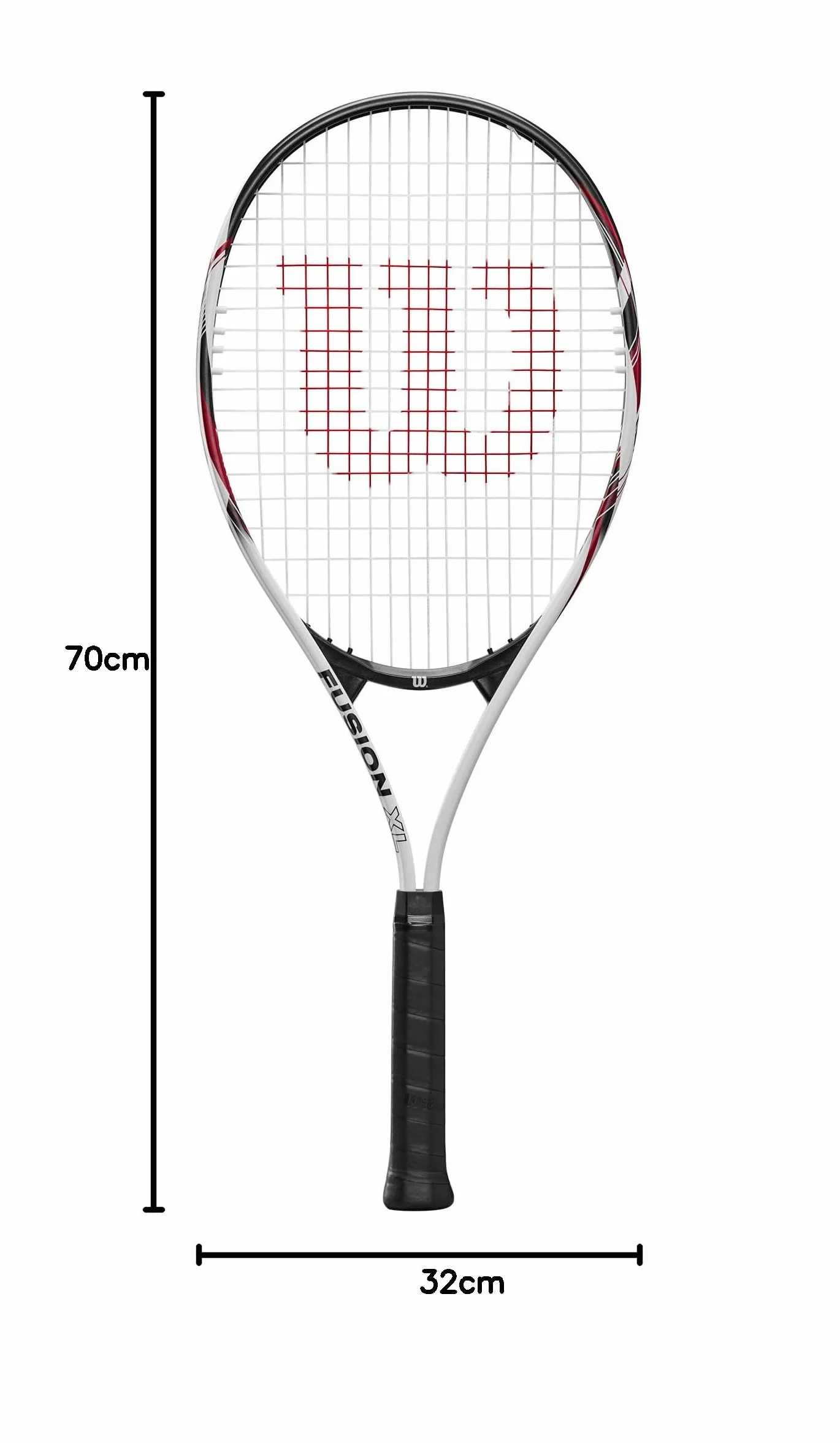 Wilson Fusion XL rakieta tenisowa, aluminiowa, waga czołowa (ciężka przyczepność), 291 g, długość 69,9 cm, czerwona