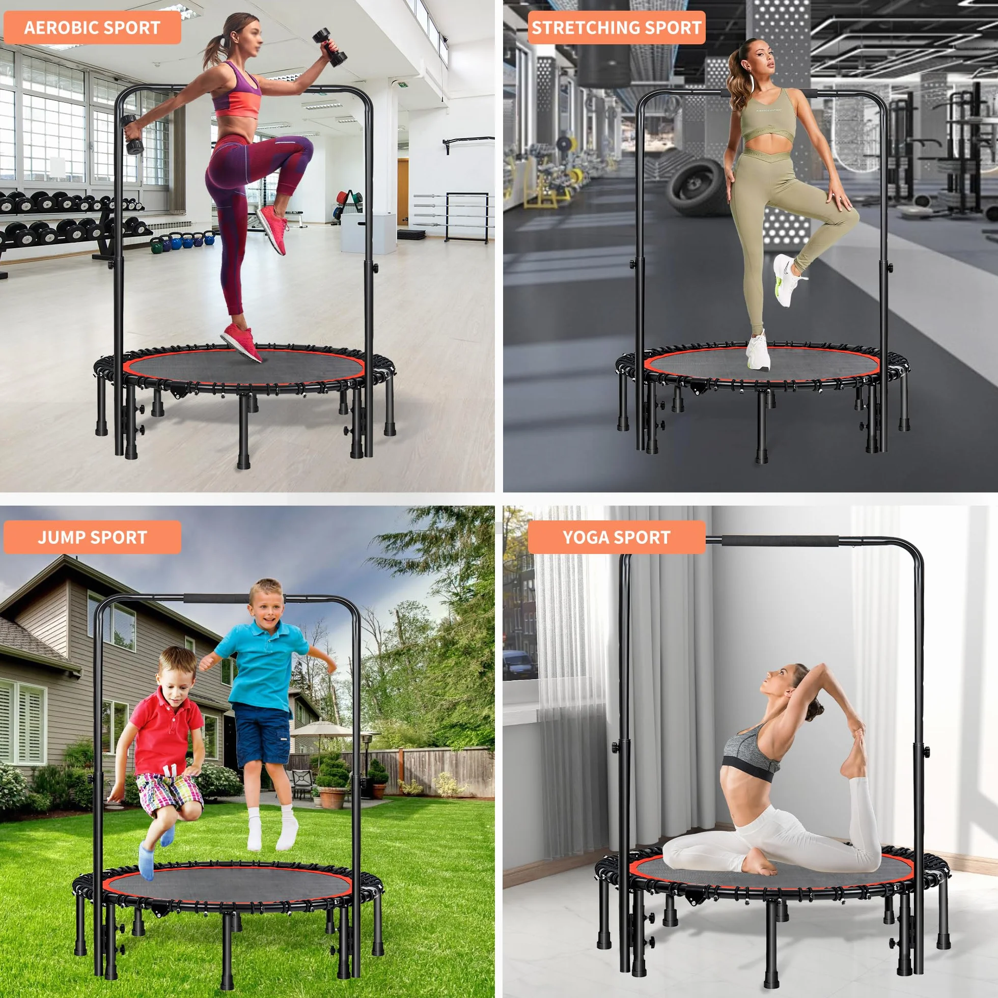 Trampolina fitness 48 cali dla dorosłych czerwona