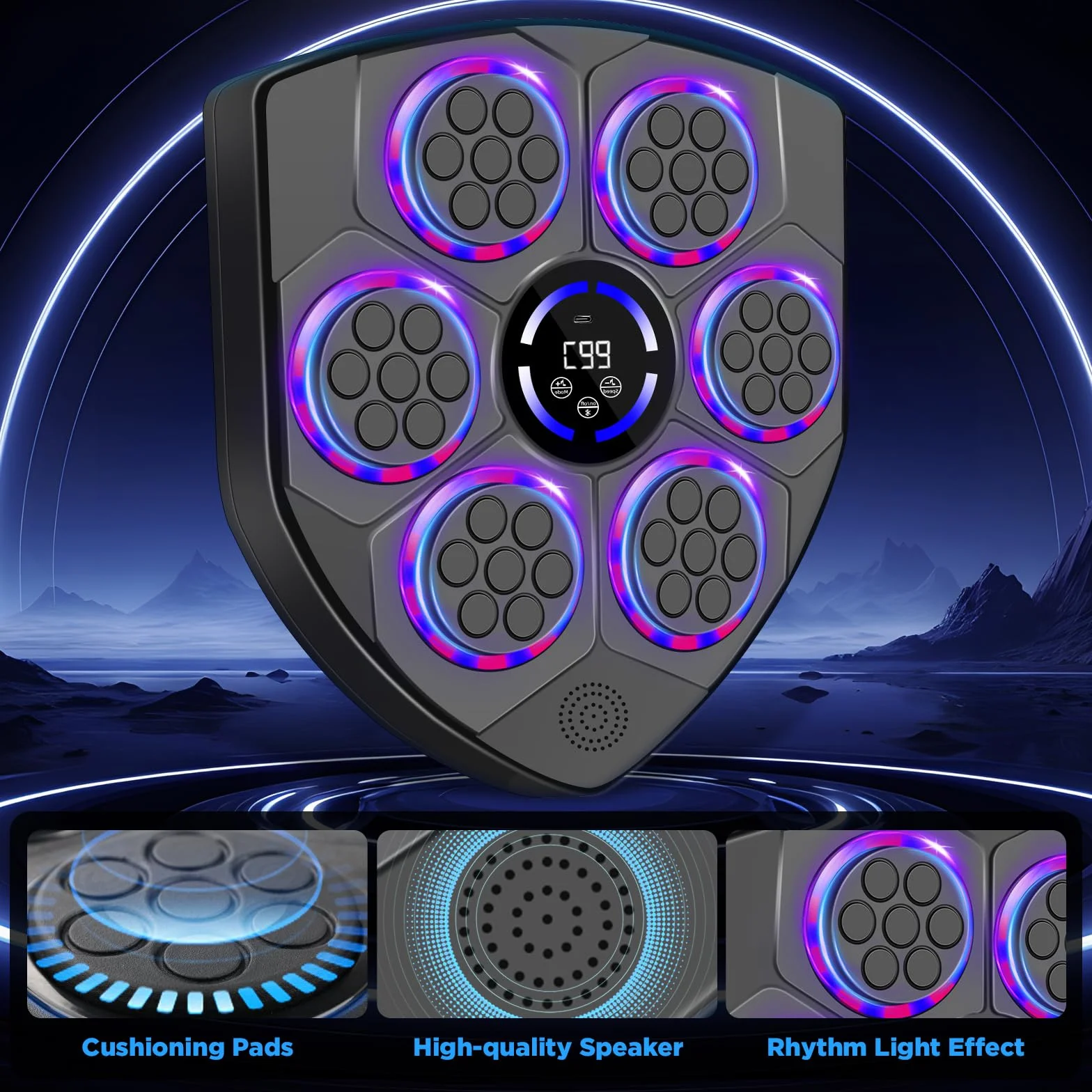 Music Boxing Machine dla dorosłych, inteligentna muzyczna maszyna do boksu Bluetooth z rękawicami bokserskimi, elektroniczny ścienny dziurkacz do domu, siłownia, trening, wewnątrz