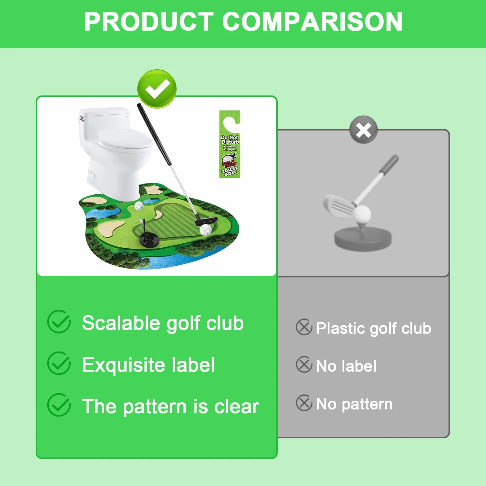 Zestaw prezentowy do golfa toaletowego, mini golf dla mężczyzn, do łazienki, zabawna gra w golfa z kijem golfowym, matą do stawiania, 2 piłkami i zawieszką na drzwi, oryginalny pomysł na prezent na