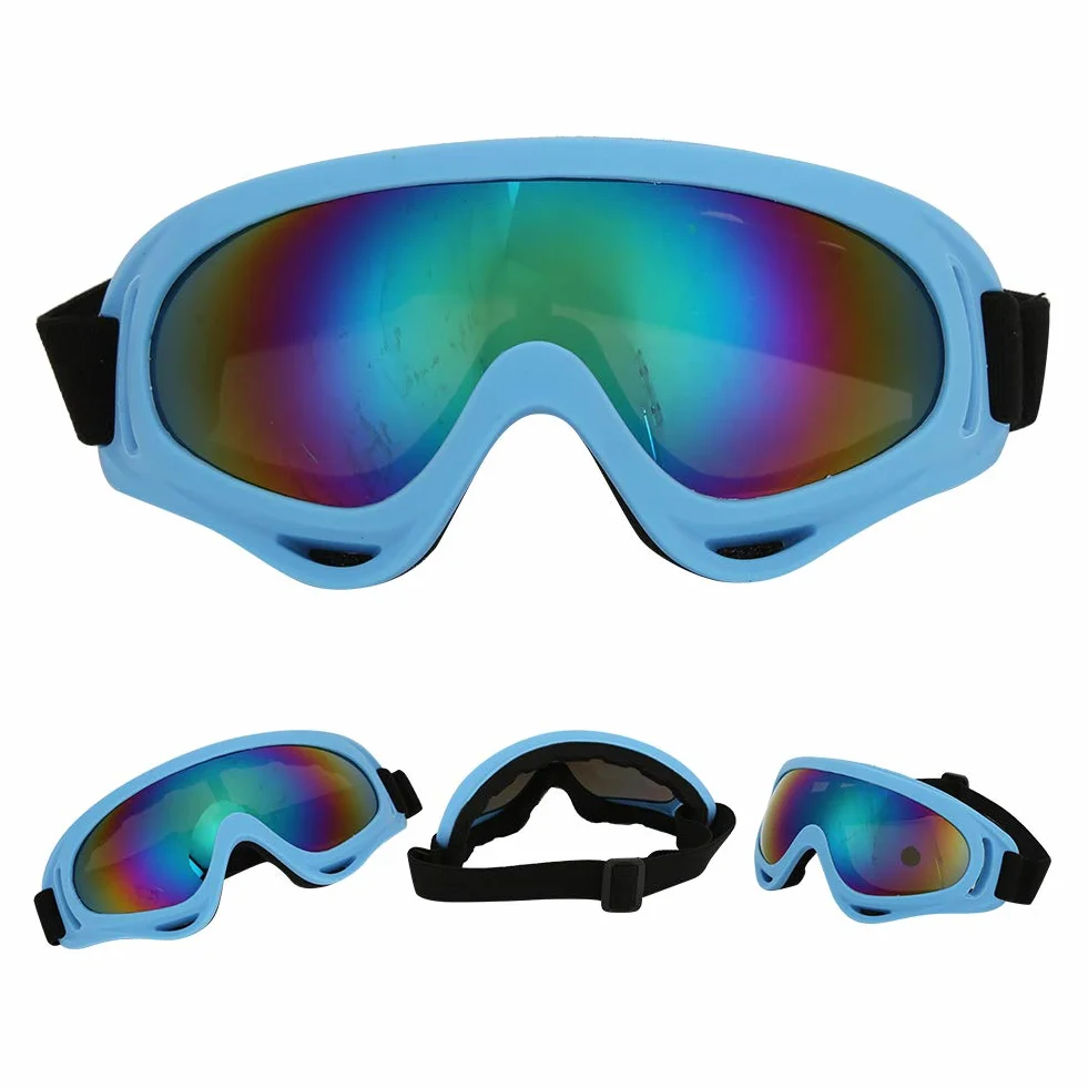 Gogle Narciarskie, PC Dzieci Wiatroszczelne Okulary Narciarskie, Gogle Snowboardowe i Motocyklowe, Lekkie, Szerokie Pole Widzenia, Unisex Outdoor Sports Gogle(Kolorowy film w kolorze jasnoniebieskim)