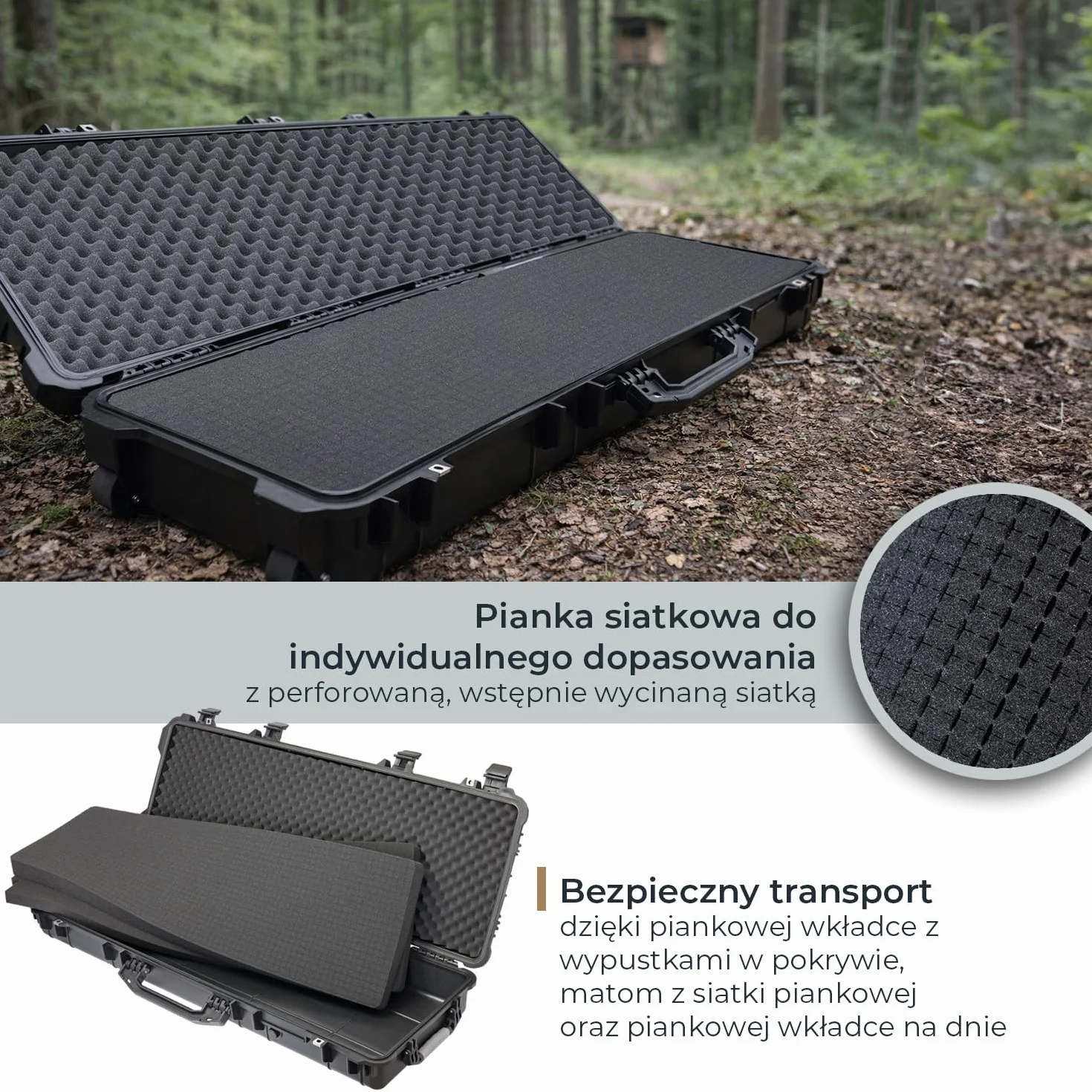 HMF Outdoor Walizka na broń długą ODK200, wodoodporna na karabin IP67, 113 x 41 x 15,5 cm Czarna