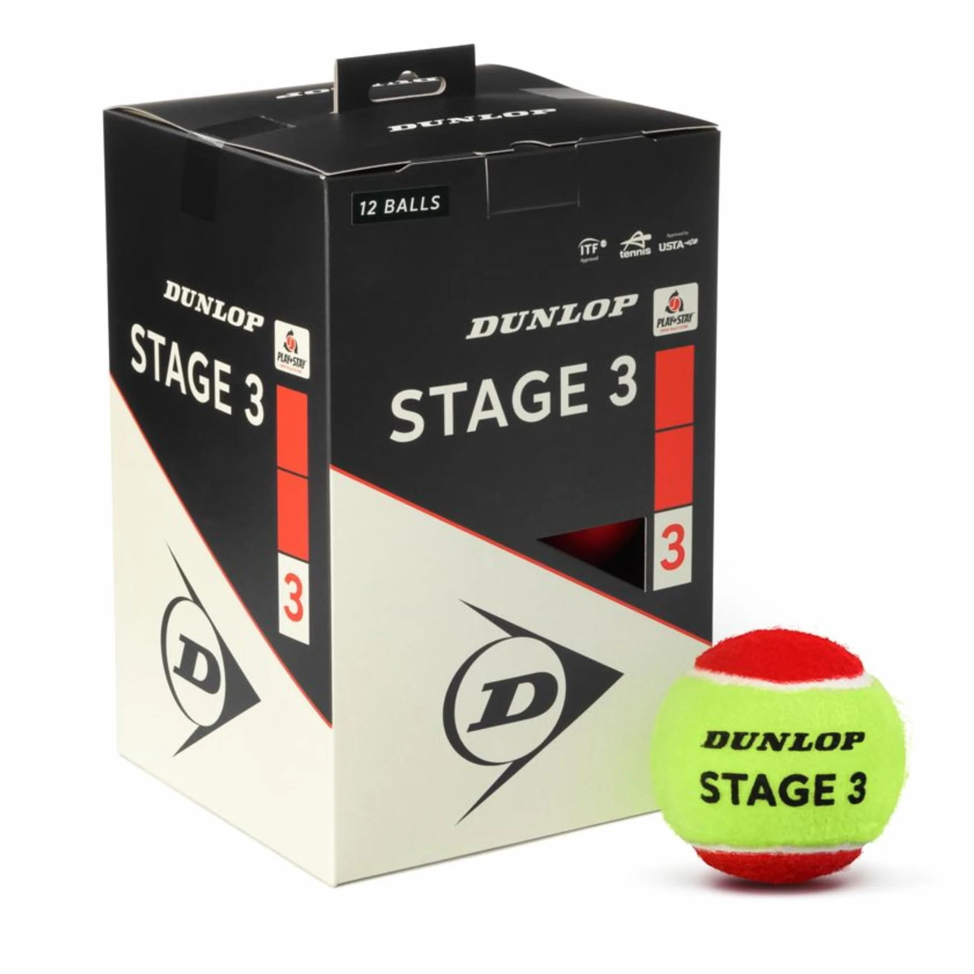 DUNLOP Piłka tenisowa Stage 3 czerwona 12 sztuk
