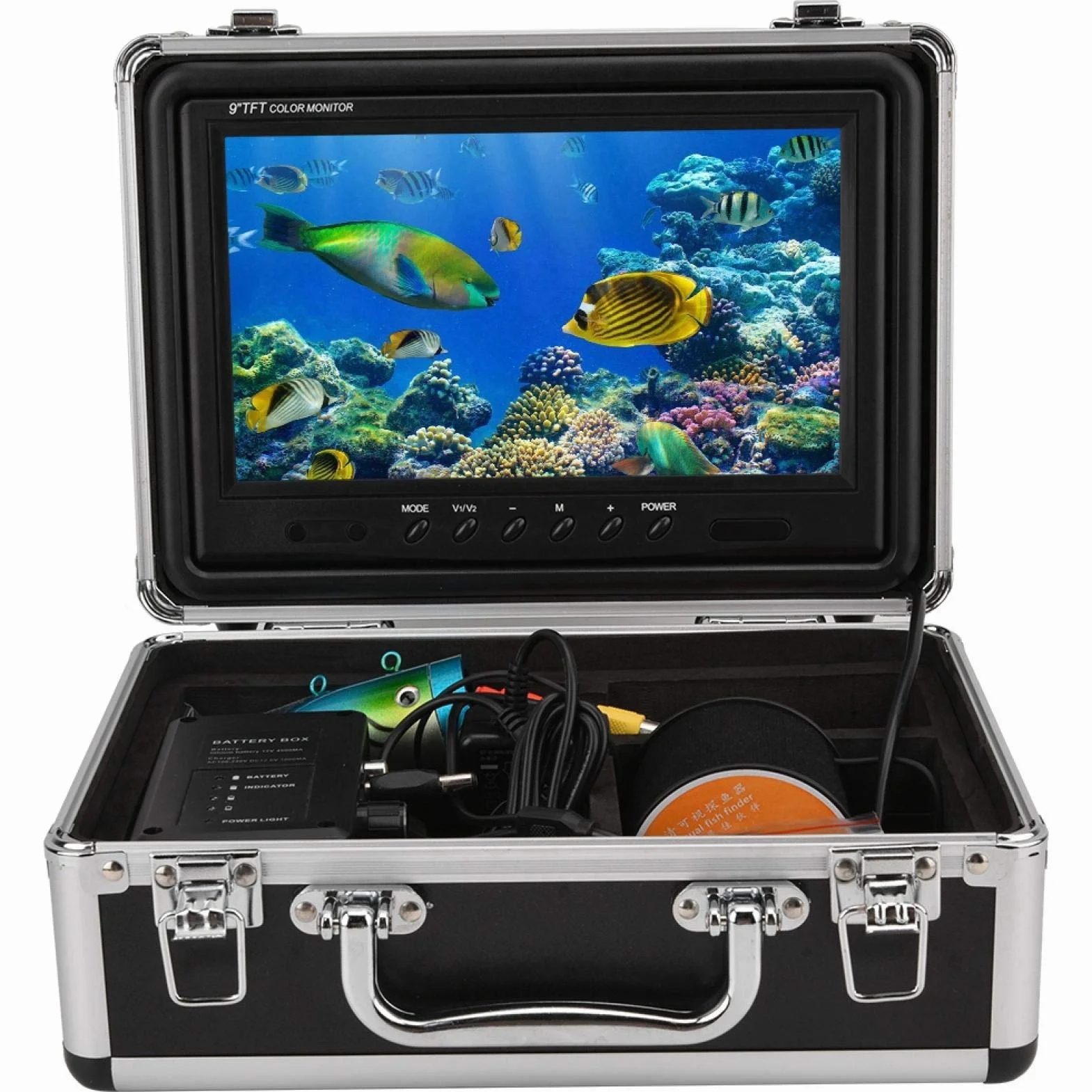 Fish Finder 9-calowy duży ekran podwodna kamera wędkarska HD 1000TVL zestaw bateria 4500 mAh
