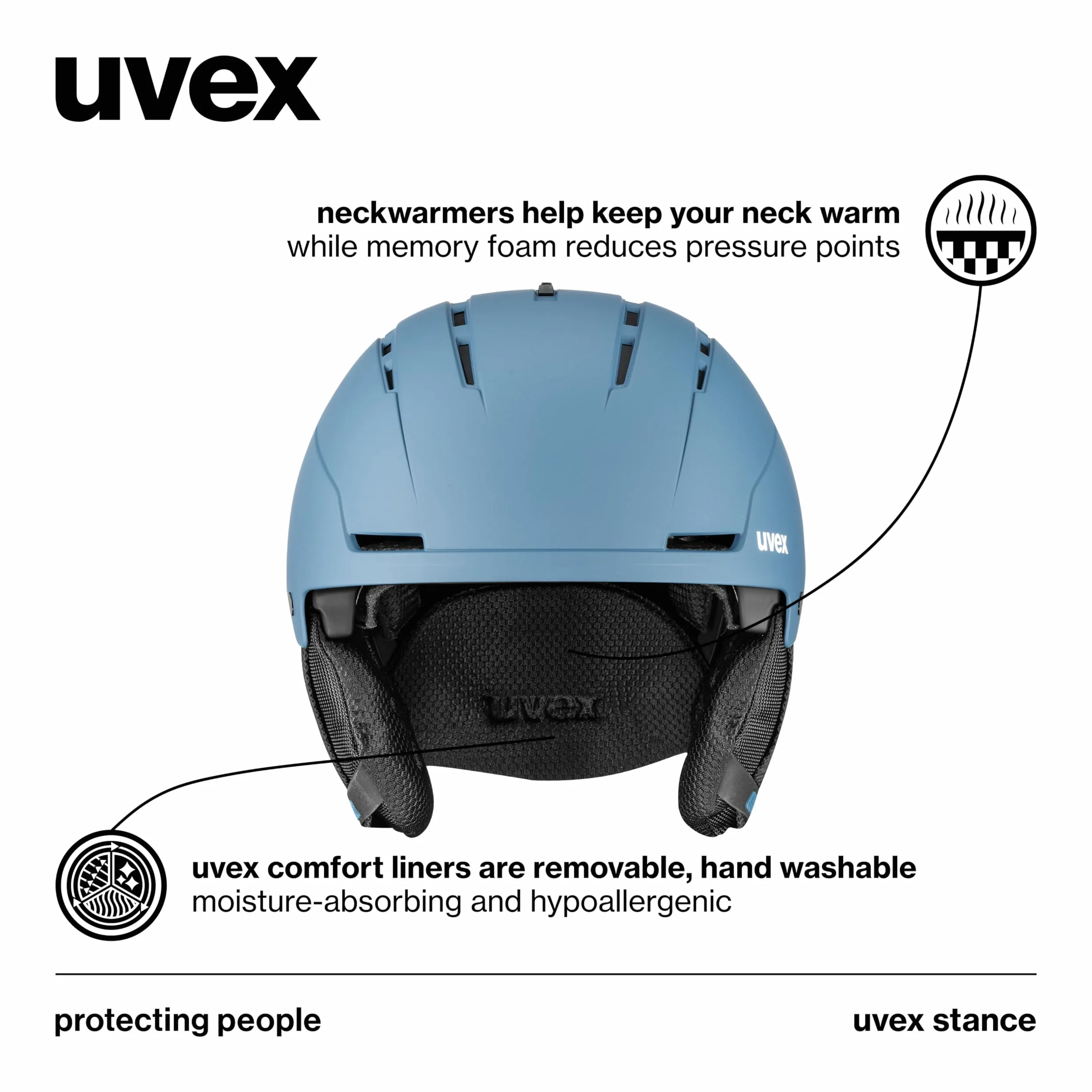 uvex stance, Kask narciarski unisex-dorosły, stone blue matt, 54-58 cm