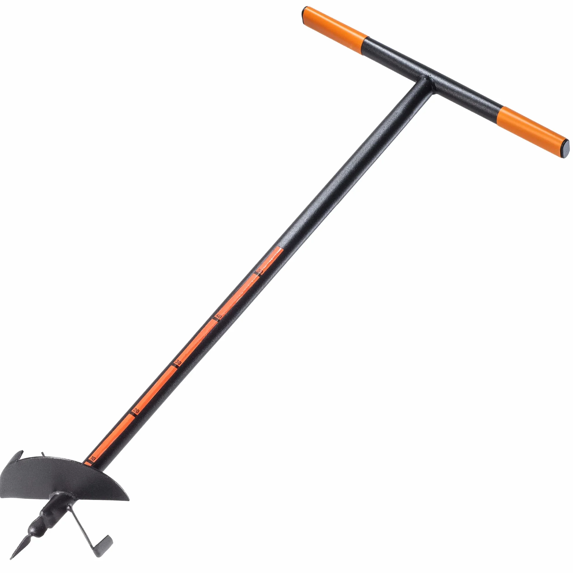 KADAX Świder ziemny ręczny 200 mm, metalowy z uchwytem poprzecznym, spiralny do ogrodu, do słupków, pali, roślin i cebulek, szybsze wiercenie stabilnych otworów