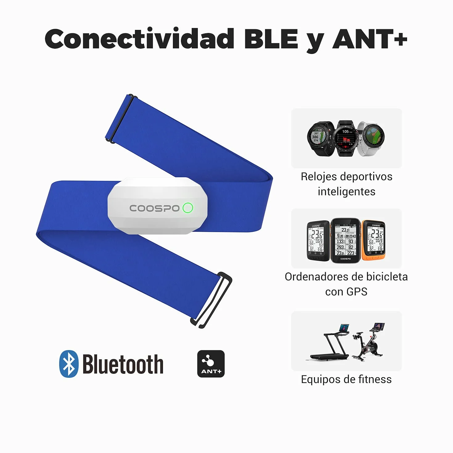 COOSPO H808S Czujnik Tętna Bluetooth Ant+ Monitor Sportowy