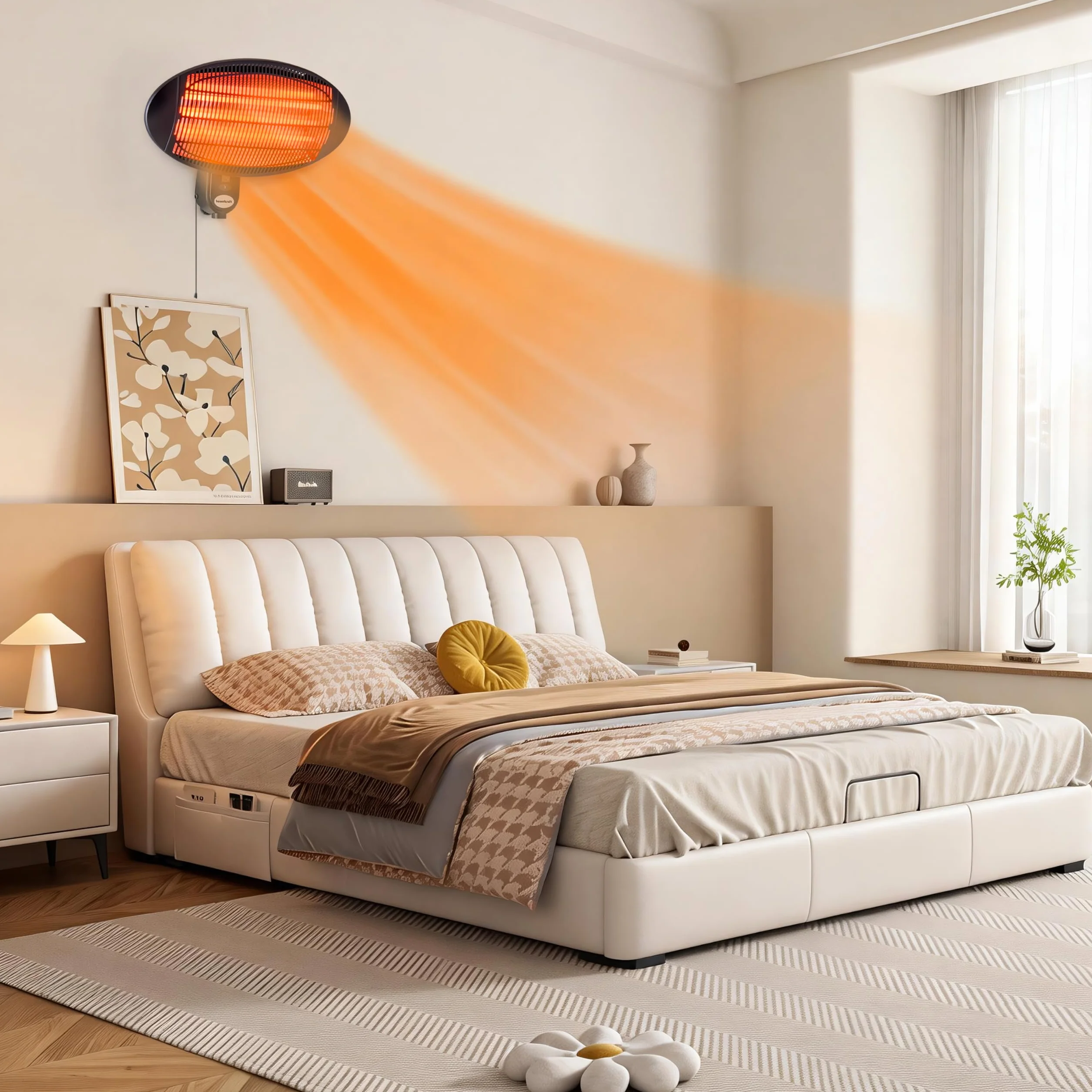 Parasol ogrzewacz elektryczny promiennik tarasowy stojący wiszący 2000W Bauerkraft