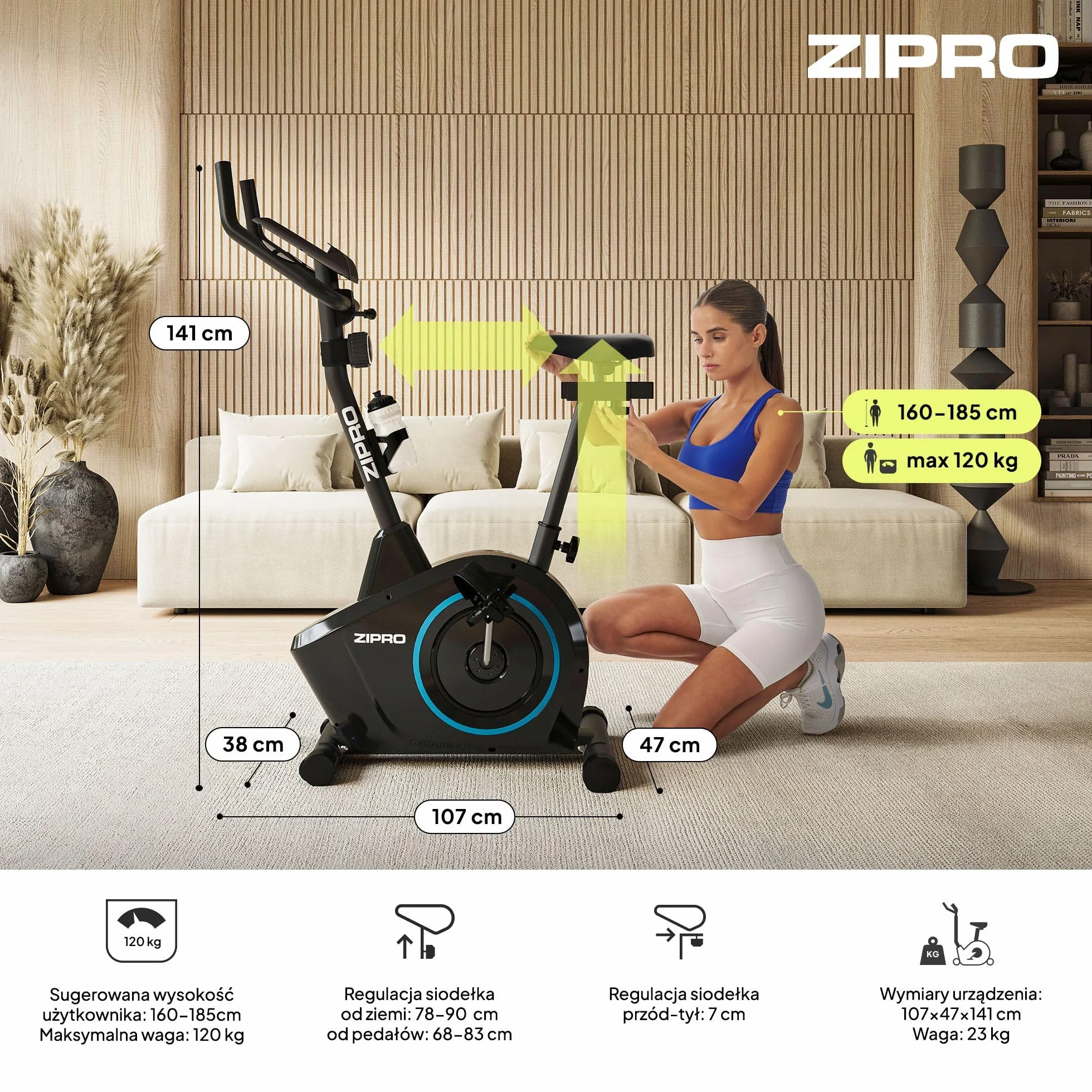 Zipro rower treningowy Boost ergometr fitness magnetyczny do 120 kg
