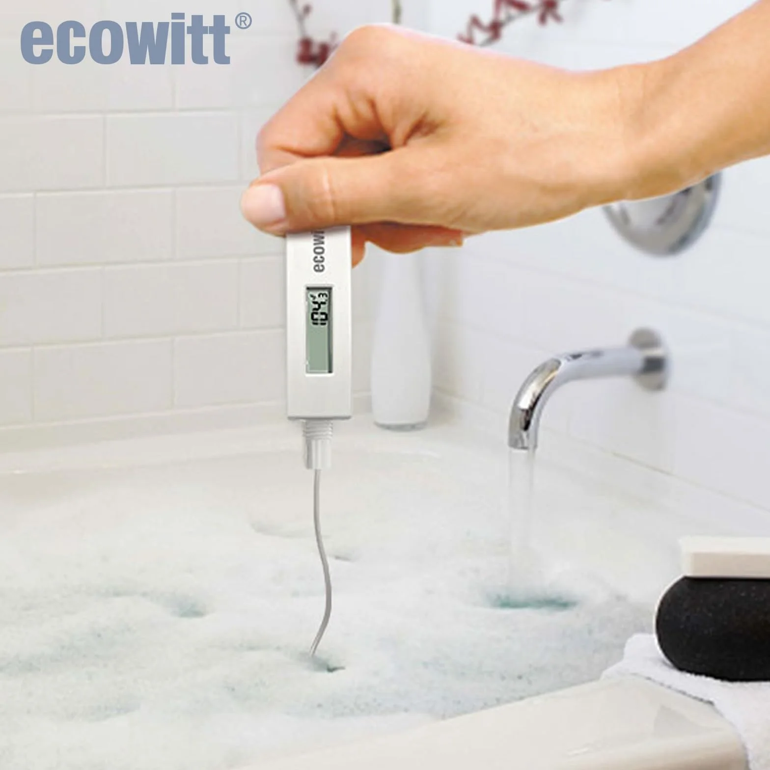 ECOWITT WN34 czujnik temperatury gleby, wodoodporny tester gleby cyfrowy z wyświetlaczem LCD, czujnik sondy temperatury 30 cm do ogrodu, gospodarstwa, trawnika, wewnątrz i na zewnątrz