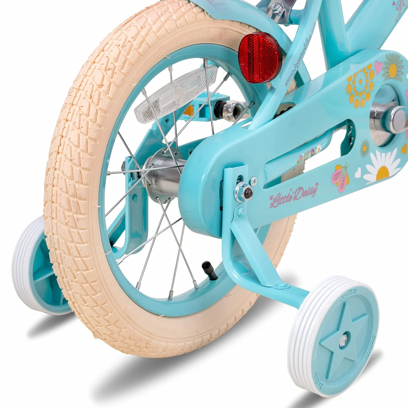 JOYSTAR Little Daisy 12/14/16" rower dziecięcy dla dziewczynek z kółkami podporowymi, koszem, niebieski różowy biały
