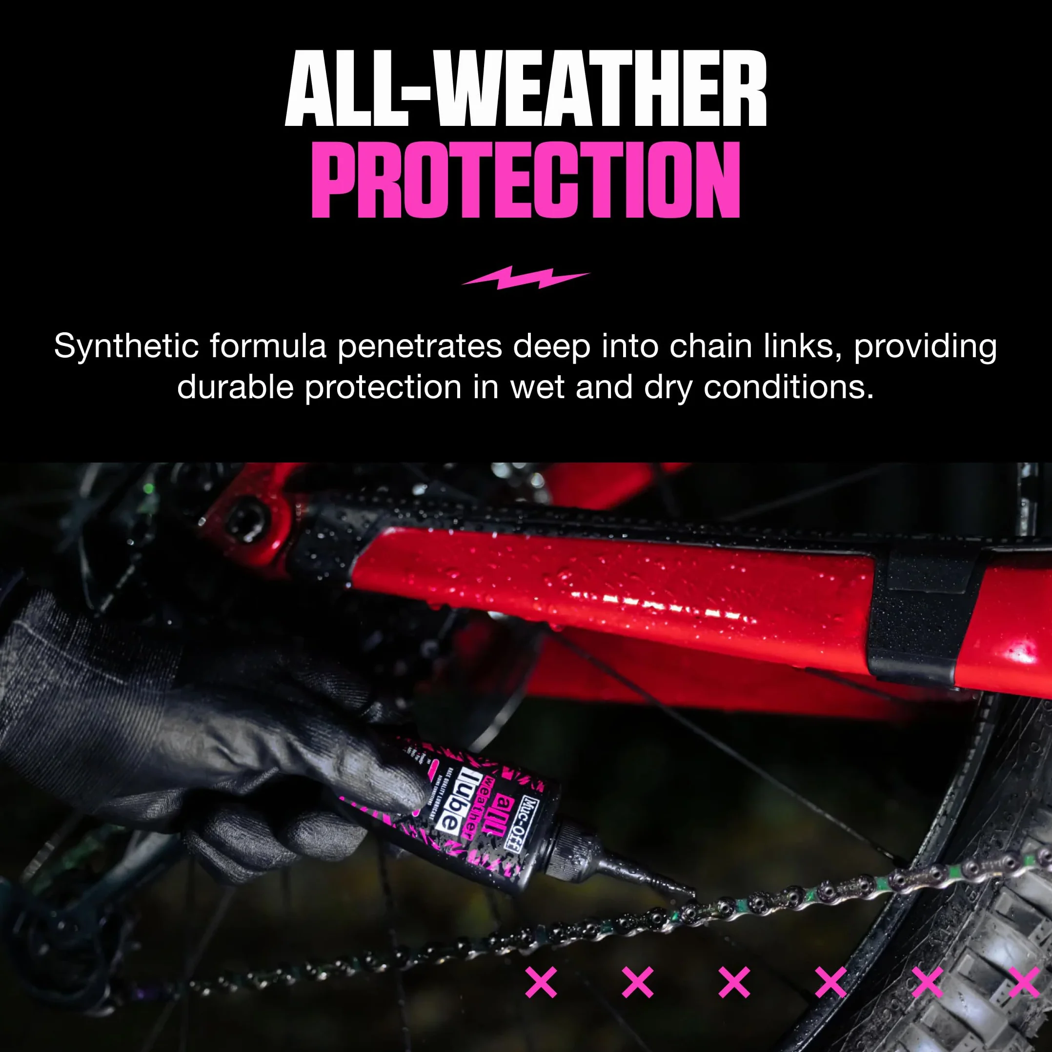 Muc-Off All-Weather Chain Lube, 50ml – Smar do Łańcucha Rowerowego, Olej do Łańcucha Rowerowego, Olej do Smarowania Łańcucha – Biodegradowalny Olej do Łańcucha do Każdych Warunków Pogodowych