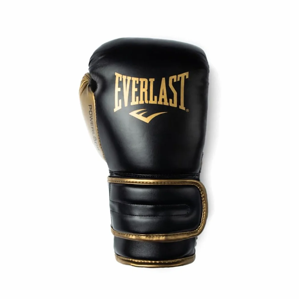 Everlast Powerlock2 Boxing Gloves Black/Gold 12oz - Enhanced Performance and Style. Ideal Training Gloves for Boxing