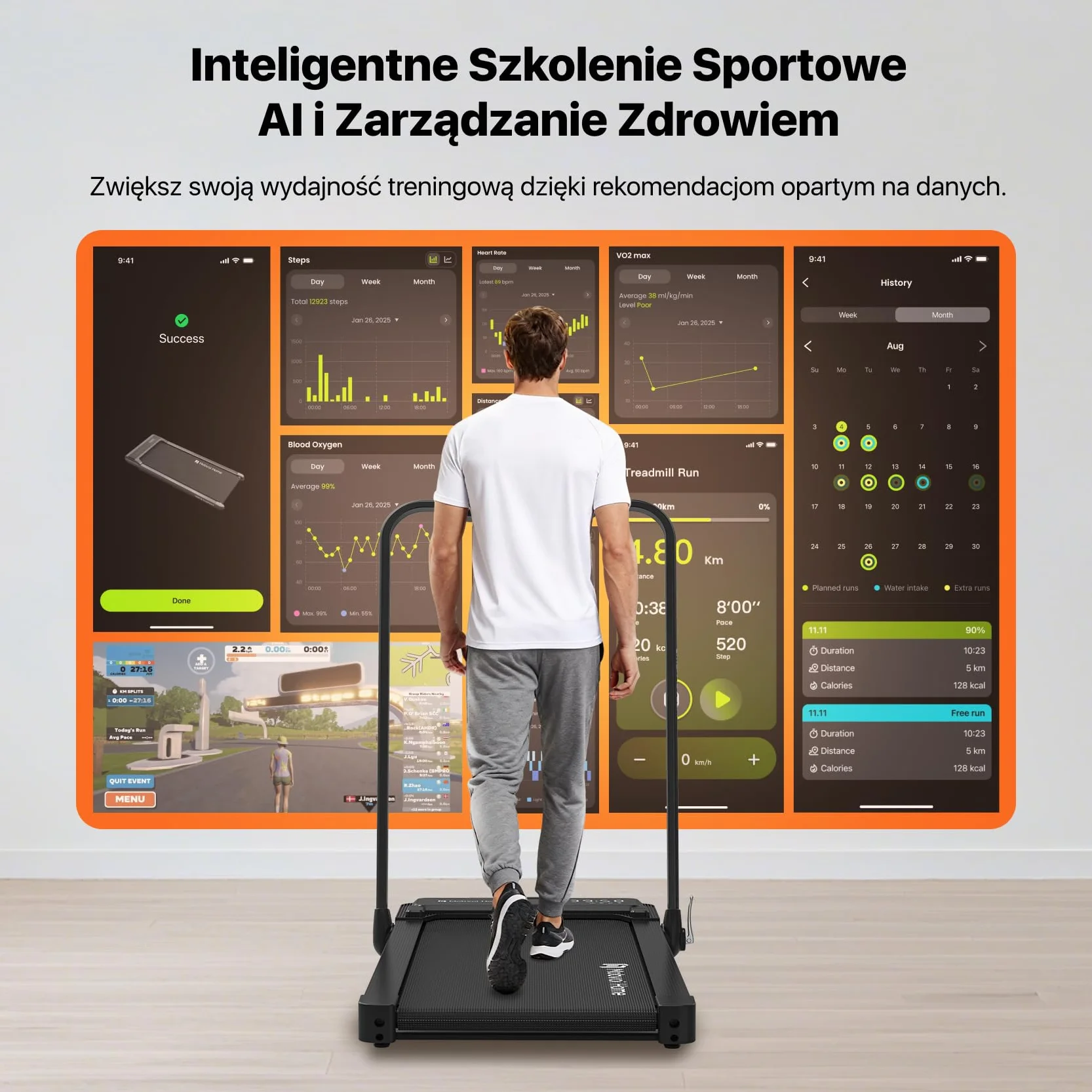 Mobvoi Home Treadmill Plus 3 w 1 składana bieżnia Walking Pad 2,5 KM Kompaktowa maszyna do biegania pod biurkiem do domu i biura Zdalne sterowanie Wyświetlacz LED Głośnik Duża 120 kg 12 km/h
