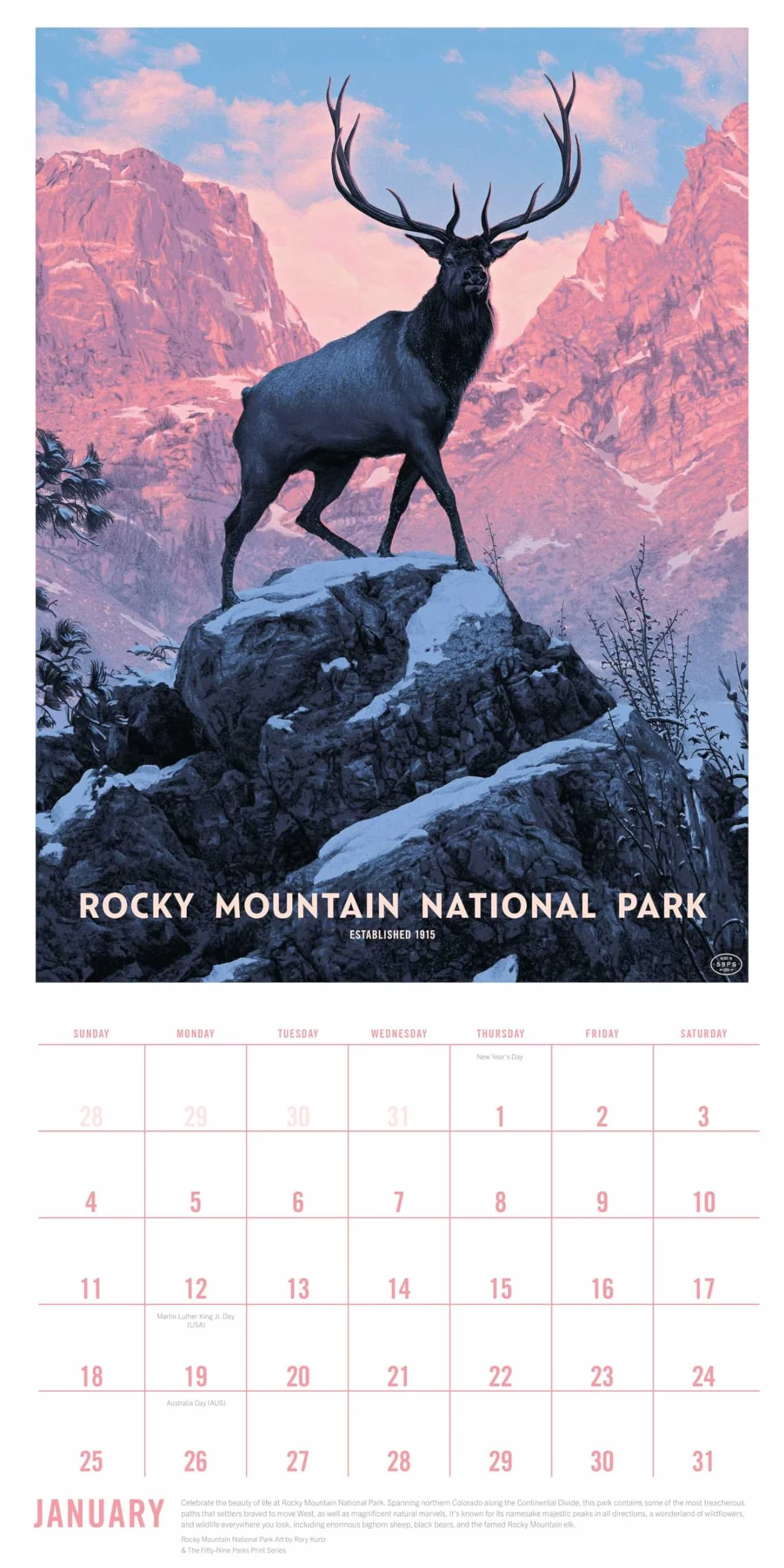 2026 The Art of the National Parks Wall Calendar